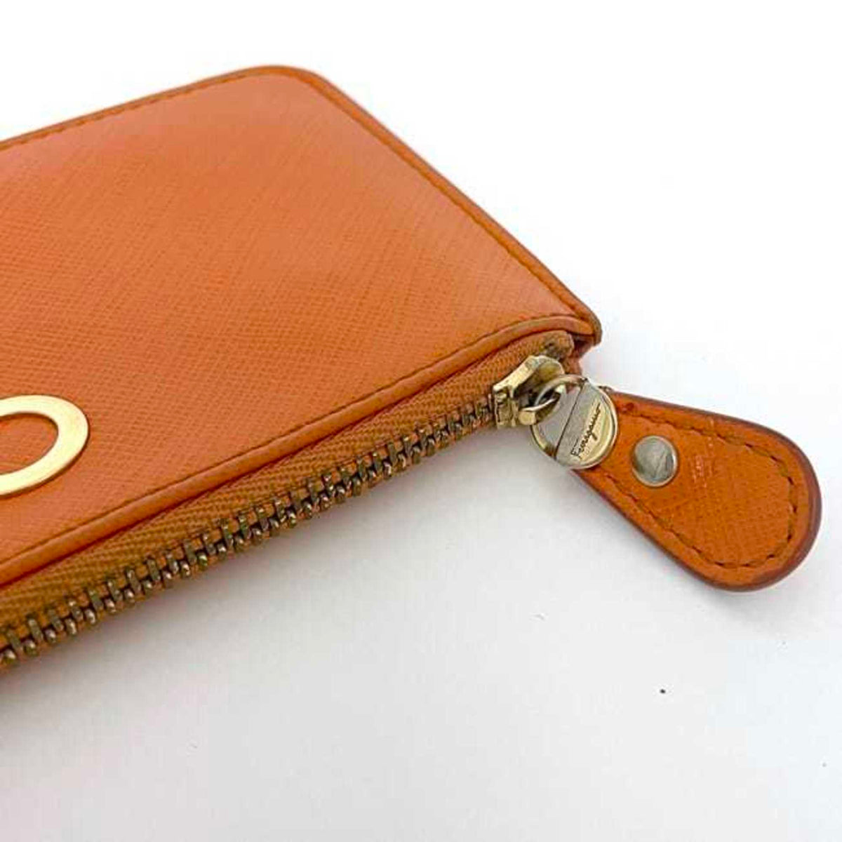 Salvatore Ferragamo Orange Leather Coin Purse/Coin Case (Pre-Owned)