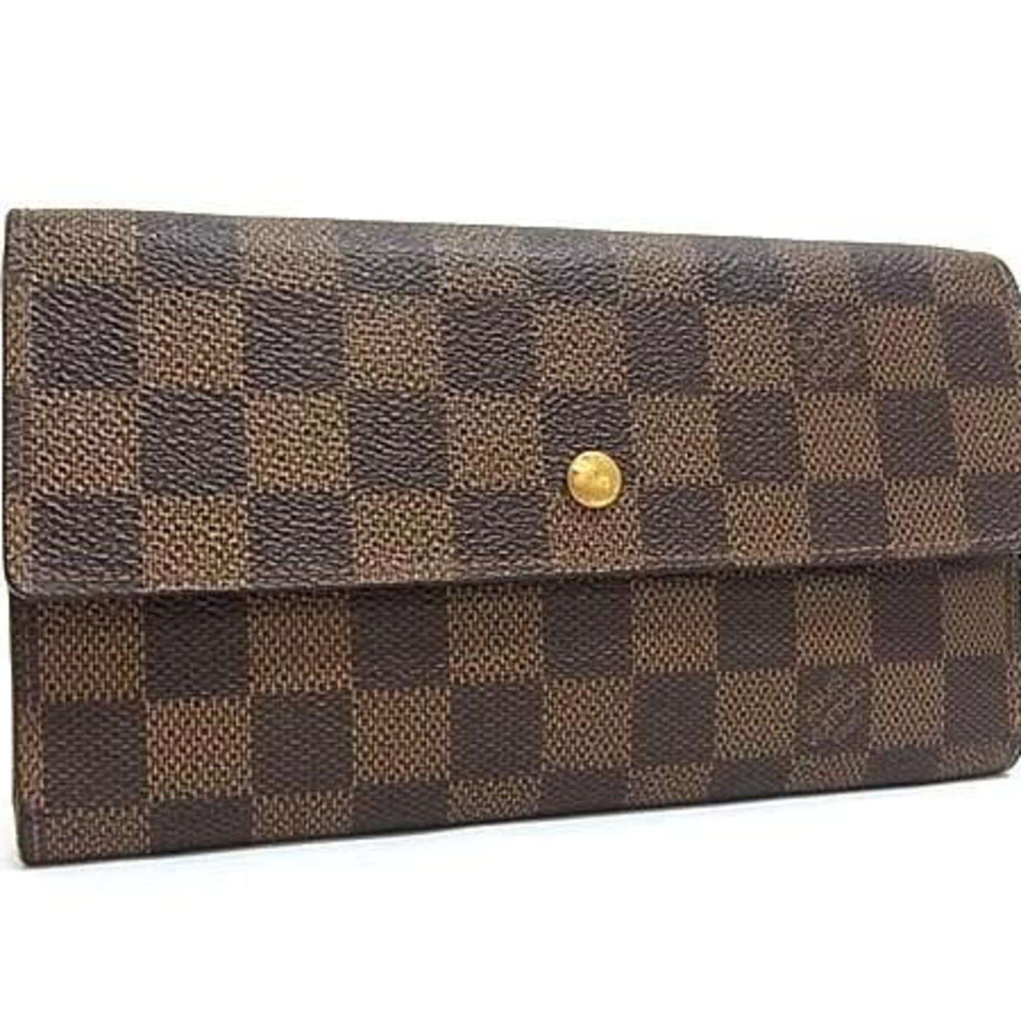 Louis Vuitton Damier Brown Pvc Leather Long Wallet (Tri-Fold) (Pre-Owned)