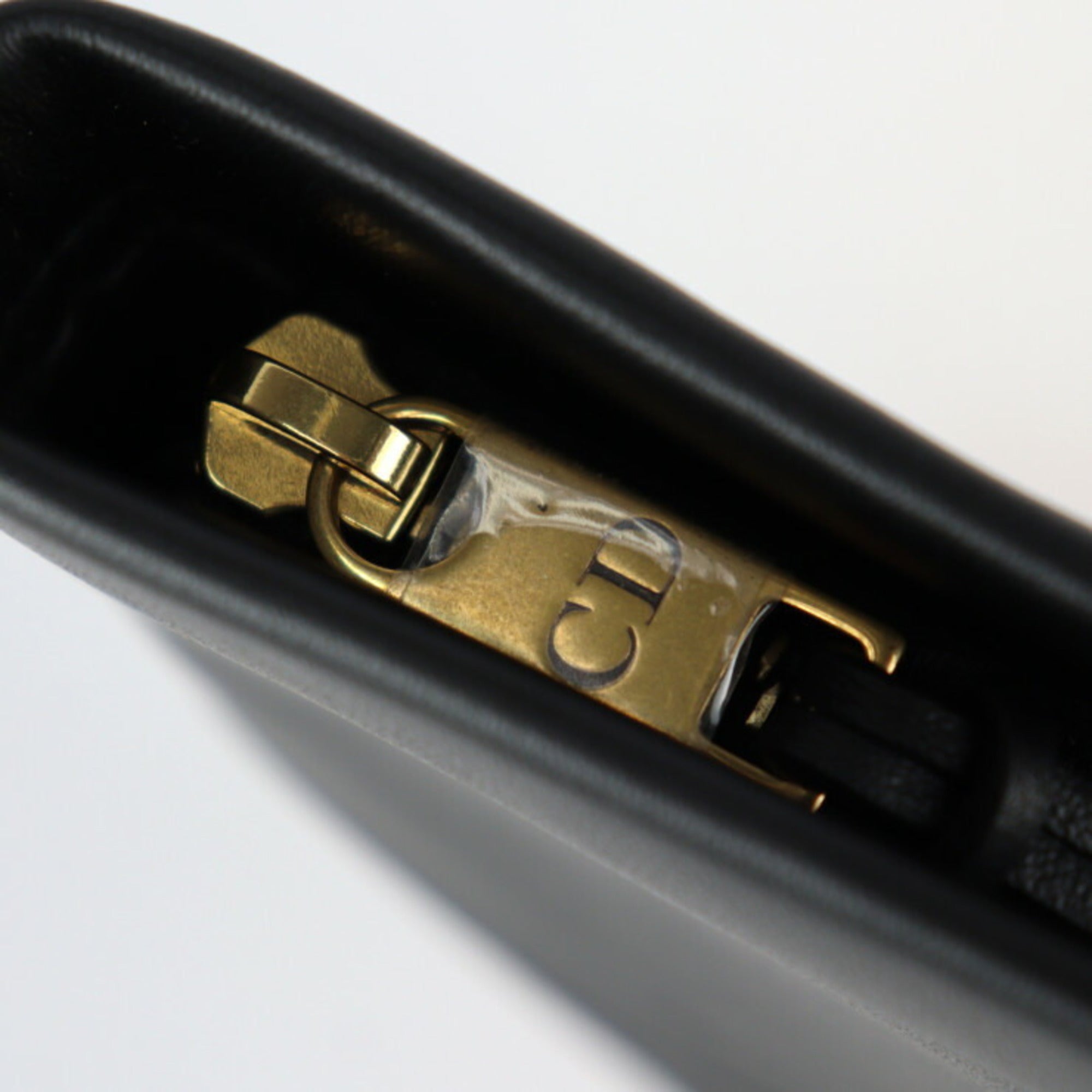 Christian Dior Black Leather Clutch Bag Handbag (Pre-Owned)