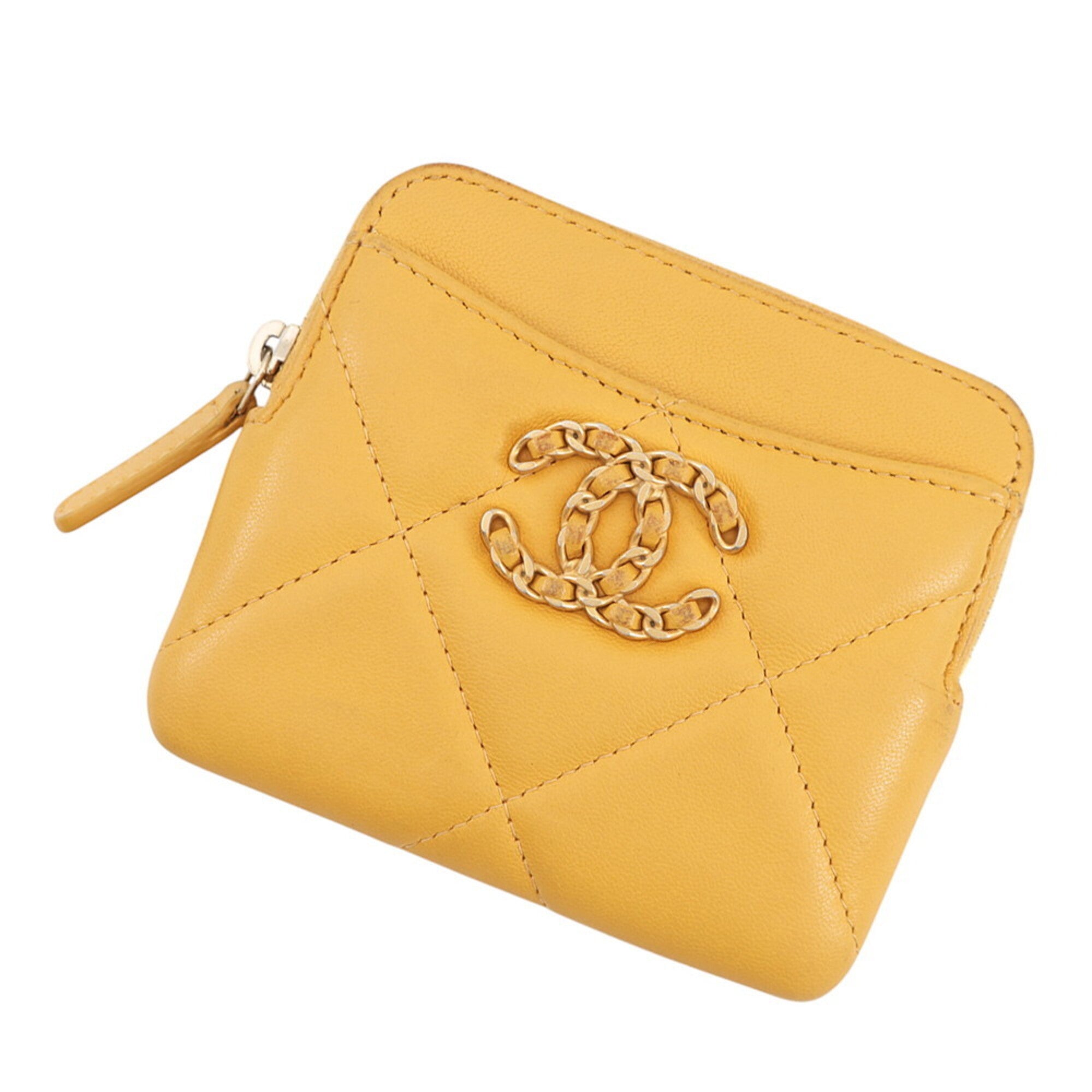 Chanel Yellow Leather Coin Purse/Coin Case (Pre-Owned)