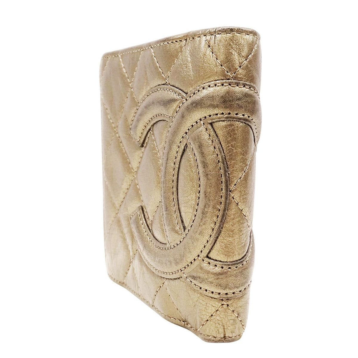 Chanel Gold Leather Wallet (Bi-Fold) (Pre-Owned)