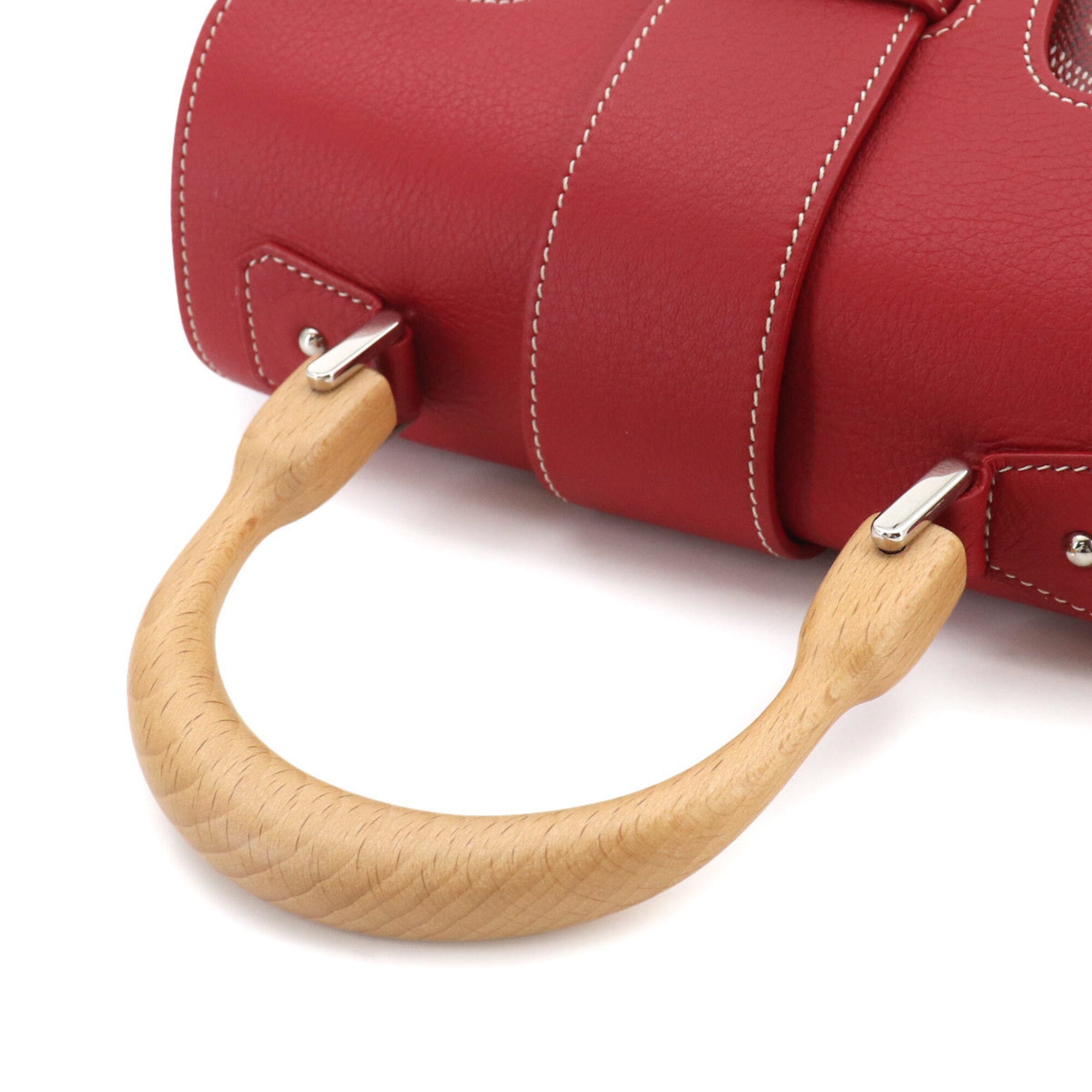 Goyard Red Color Pvc Wood Handbag (Pre-Owned)