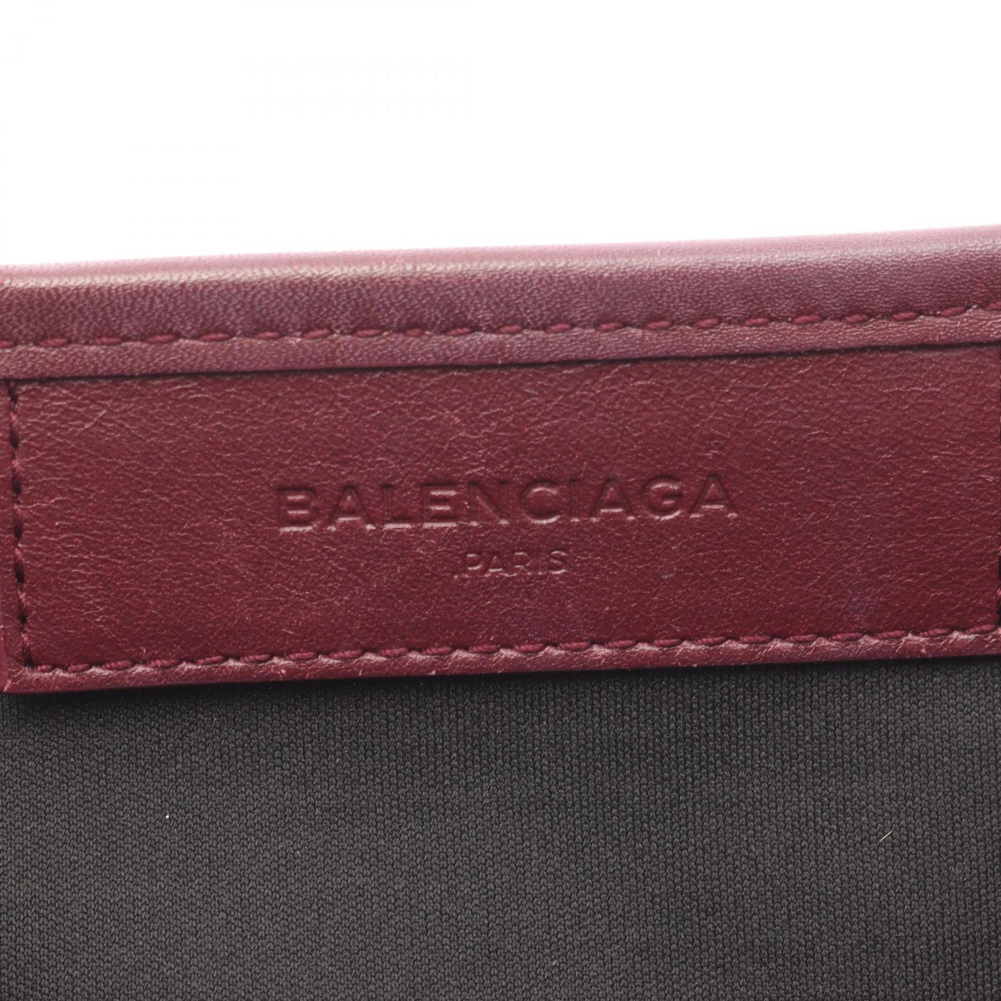 Balenciaga Bordeaux Ivory Canvas Leather Pouch Tote Bag (Pre-Owned)