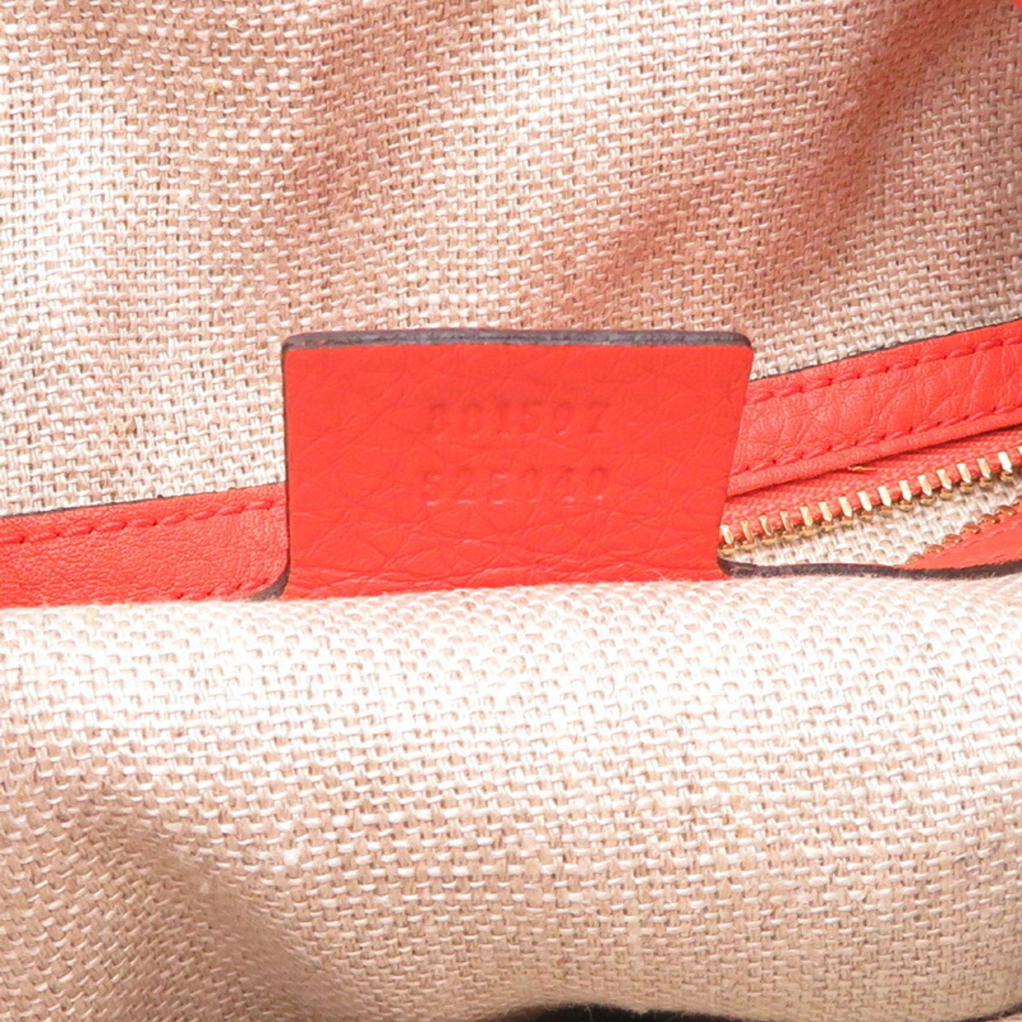 Gucci Beige Orange Gg Canvas Leather Shoulder Bag (Pre-Owned)