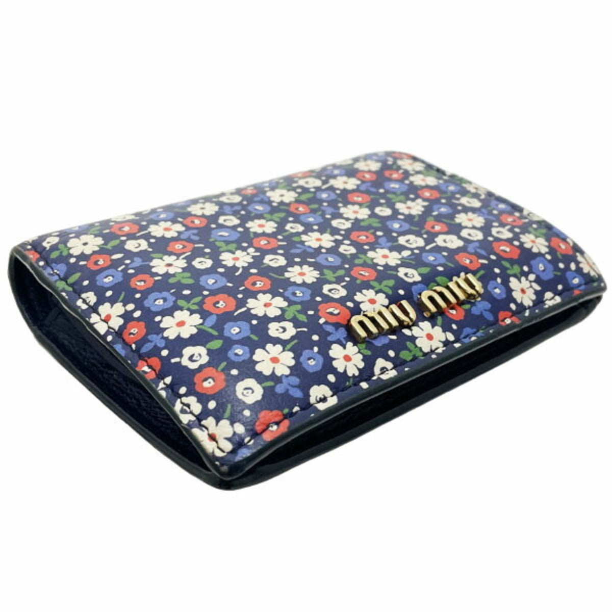 Miu Miu Multi-Color Navy Leather Wallet (Bi-Fold) (Pre-Owned)