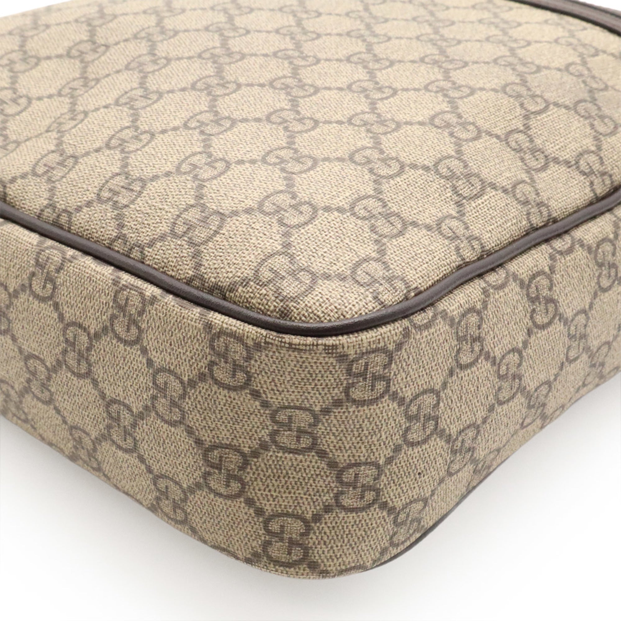 Gucci Beige Dark Brown Khaki Gg Supreme Canvas Shoulder Bag (Pre-Owned)