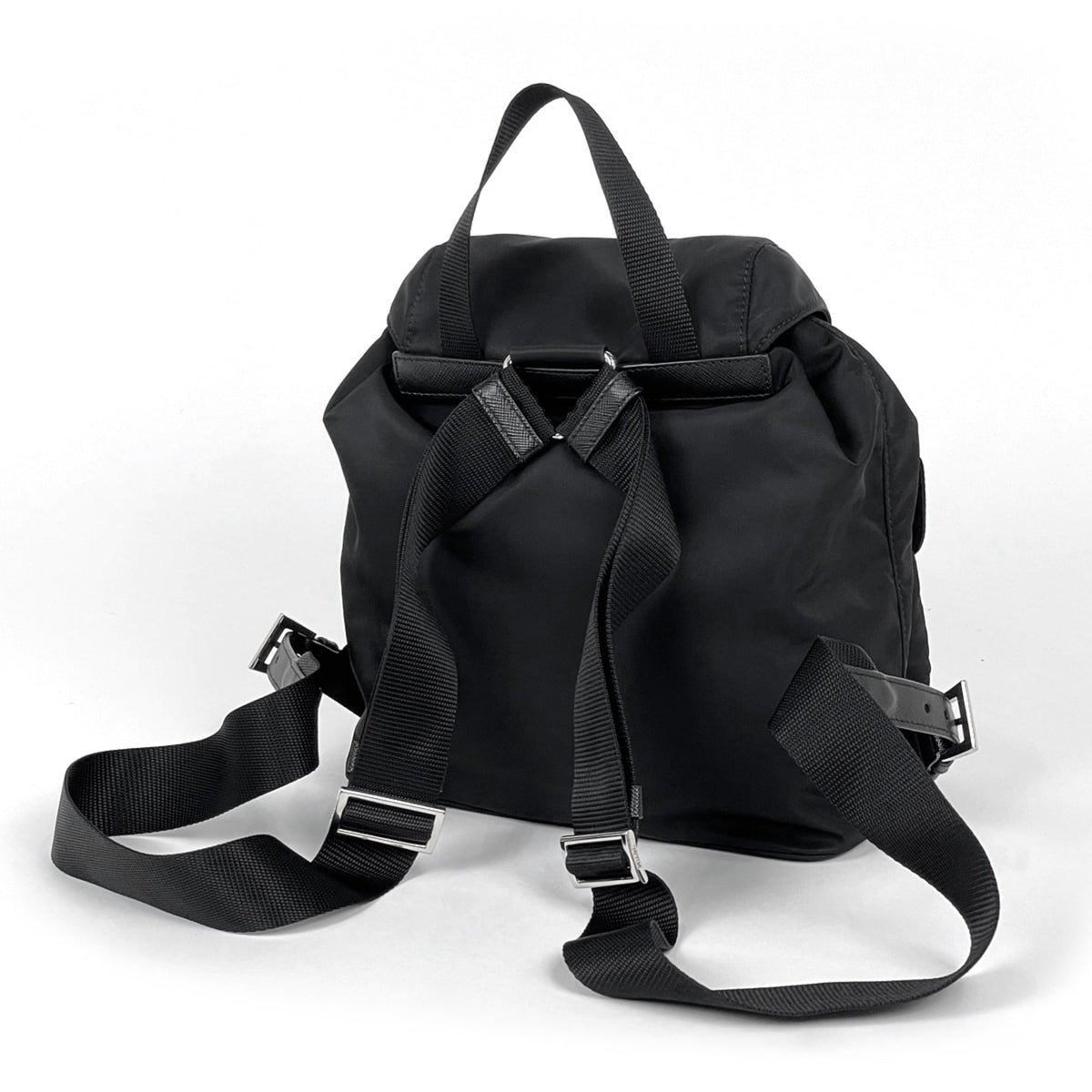Prada Black Nylon Leather Backpack (Pre-Owned)