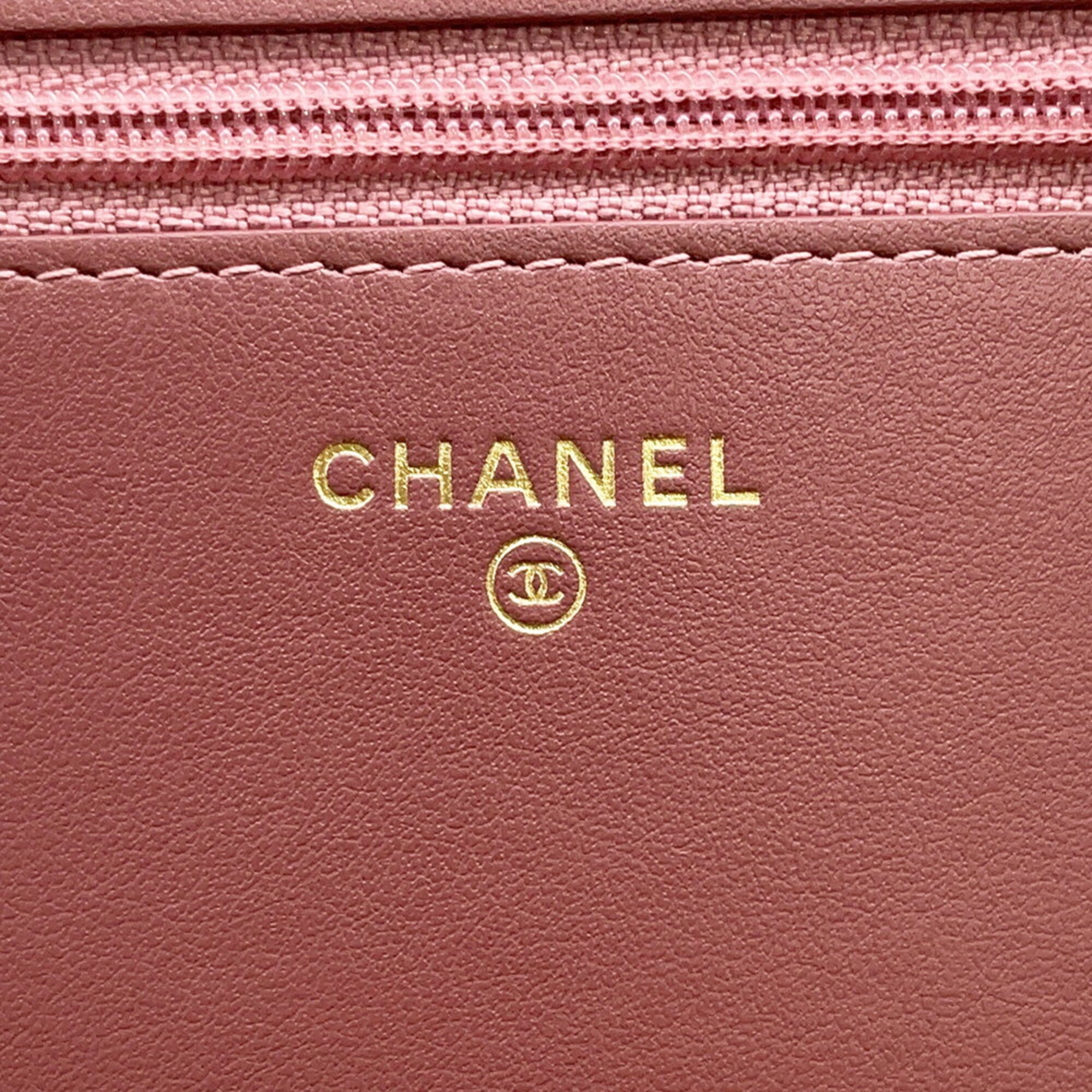 Chanel Boy Chanel Pink Velvet Chain/Shoulder Wallet (Pre-Owned)