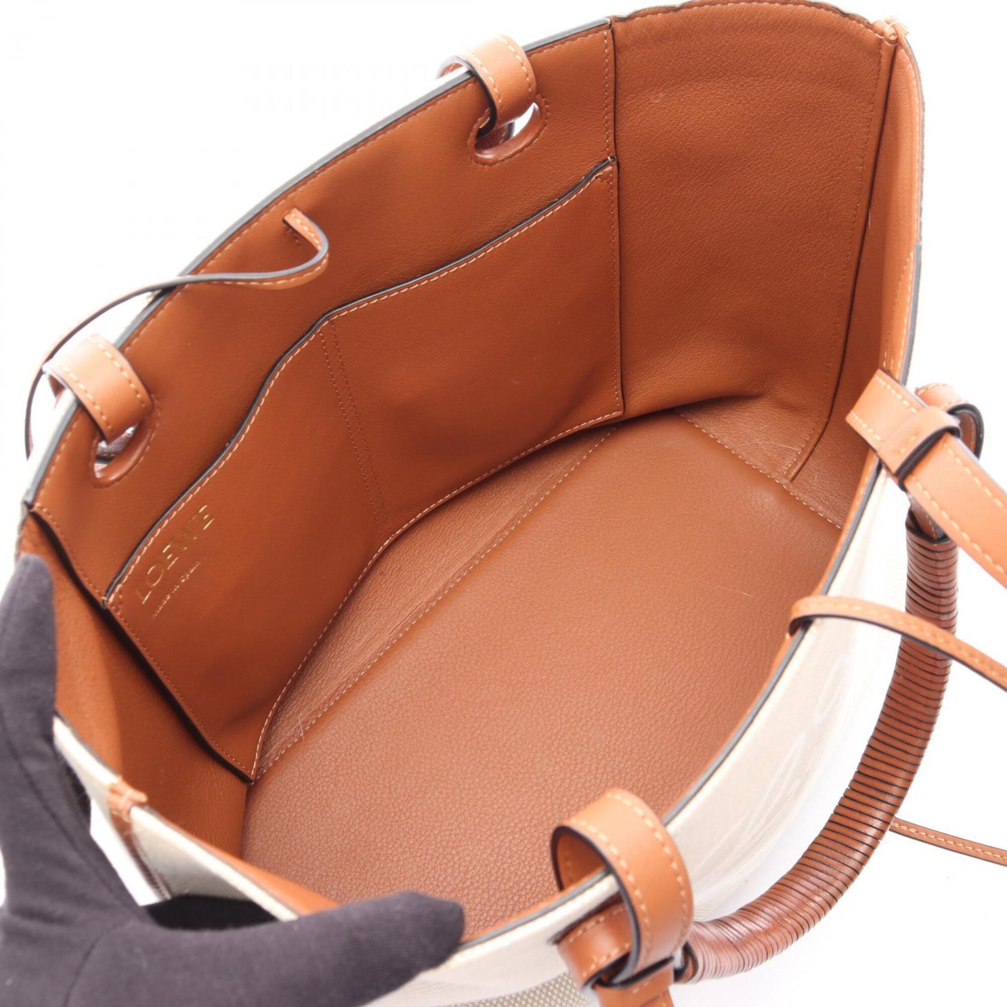 Loewe Beige Brown Canvas Leather Handbag Tote Bag (Pre-Owned)