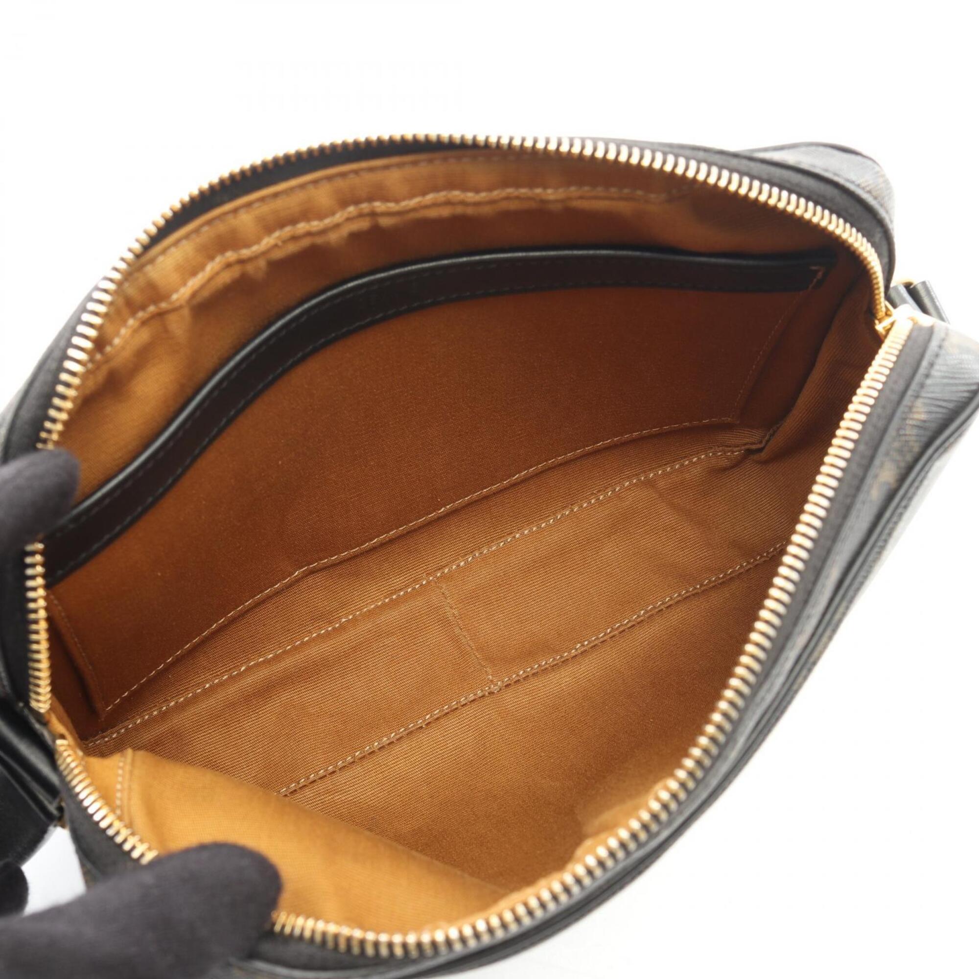 Celine Black Coated Canvas Leather Handbag Messenger Bag Shoulder Bag (Pre-Owned)