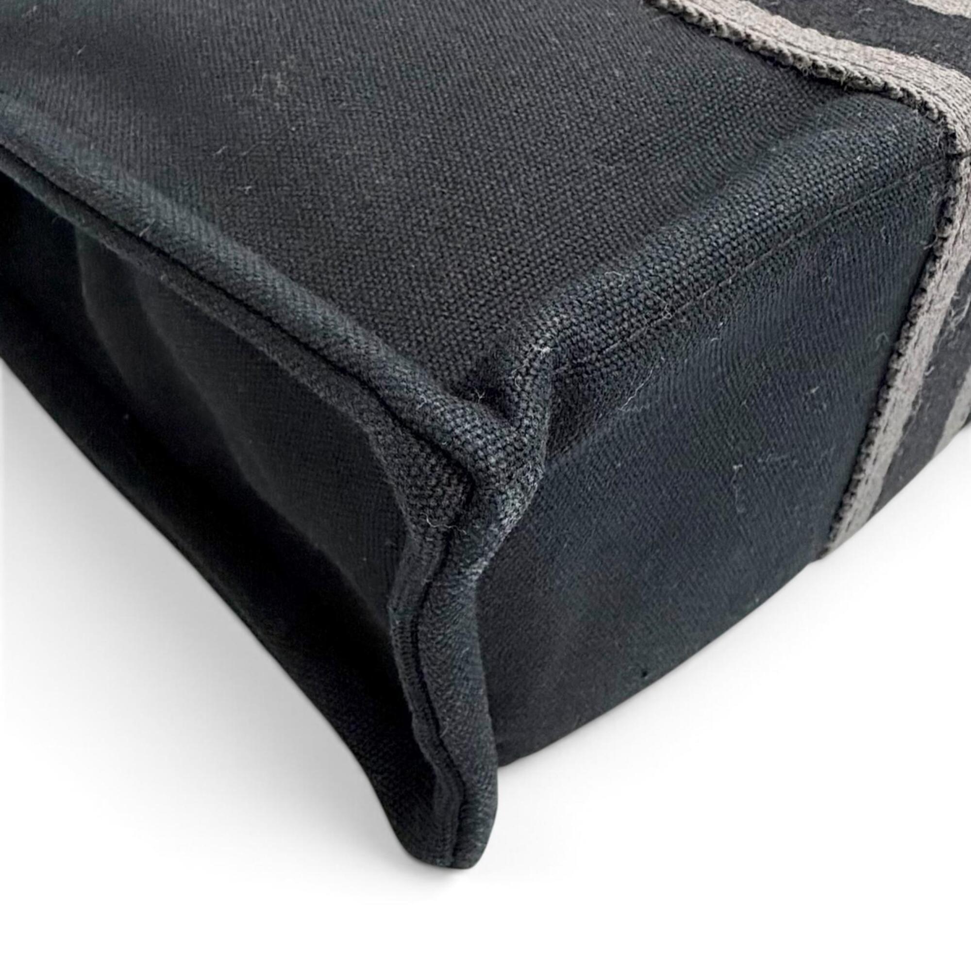 Hermes Black Gray Cotton Handbag Tote Bag (Pre-Owned)