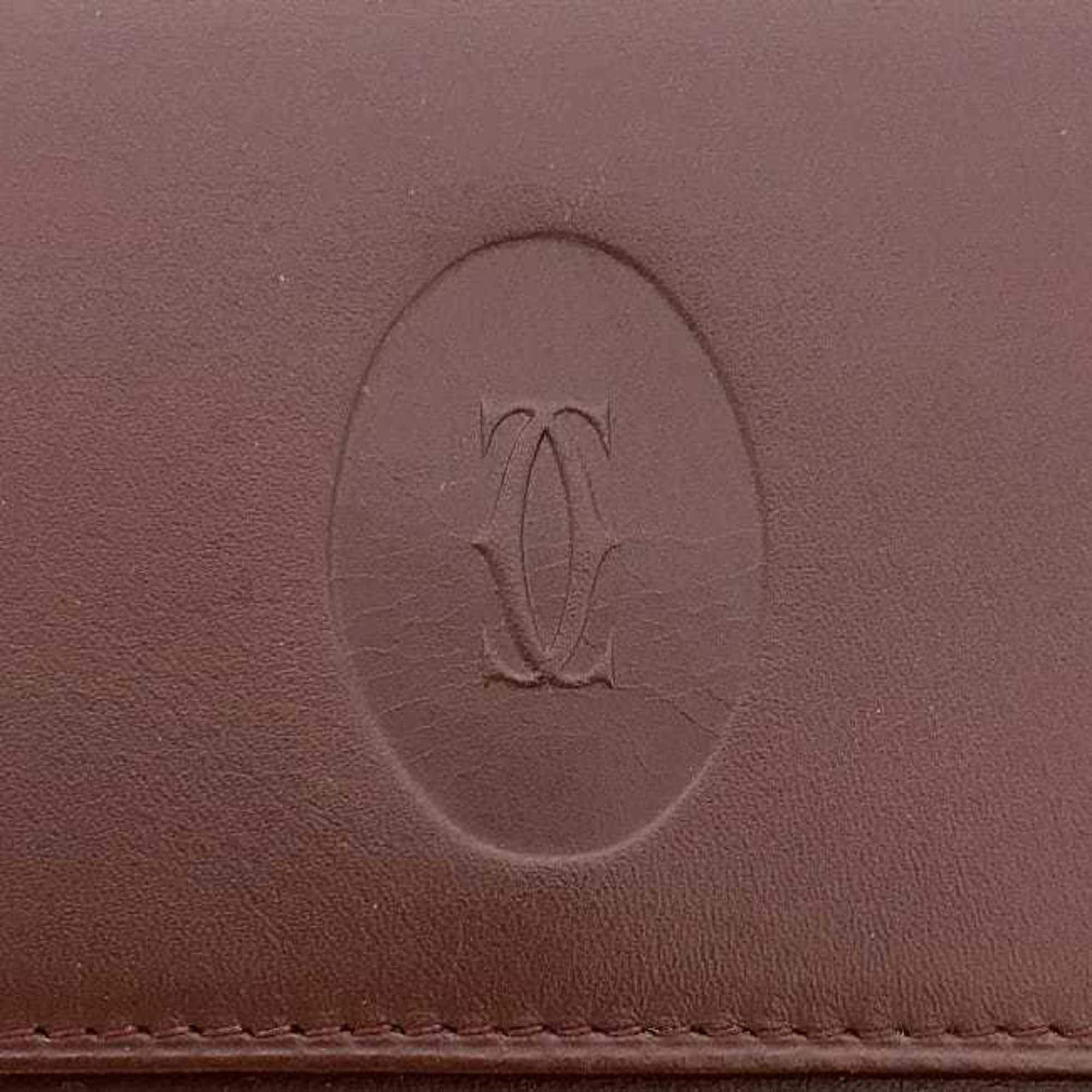 Cartier Bordeaux Leather Wallet (Tri-Fold) (Pre-Owned)