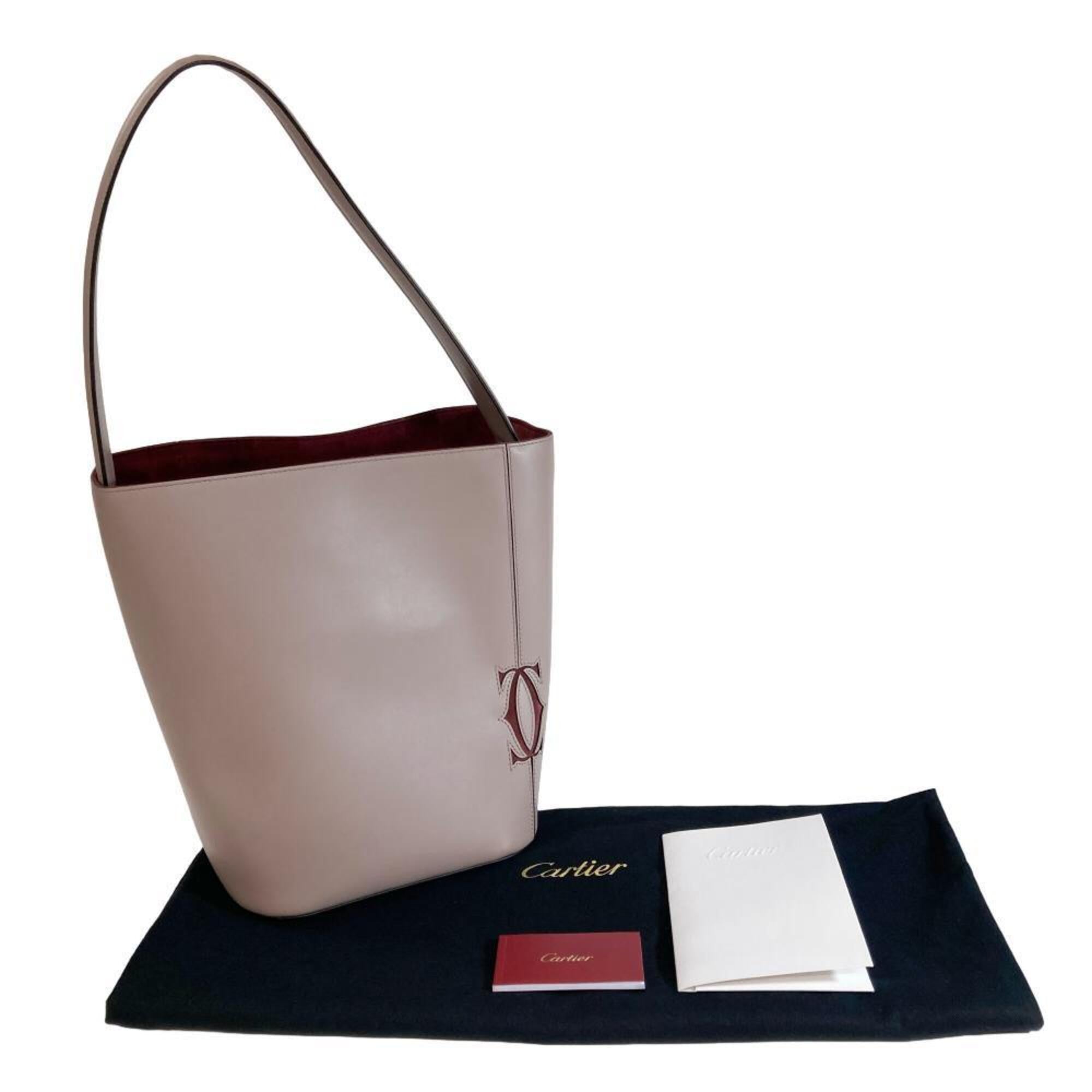 Cartier Bordeaux Grayish Leather Shoulder Bag (Pre-Owned)