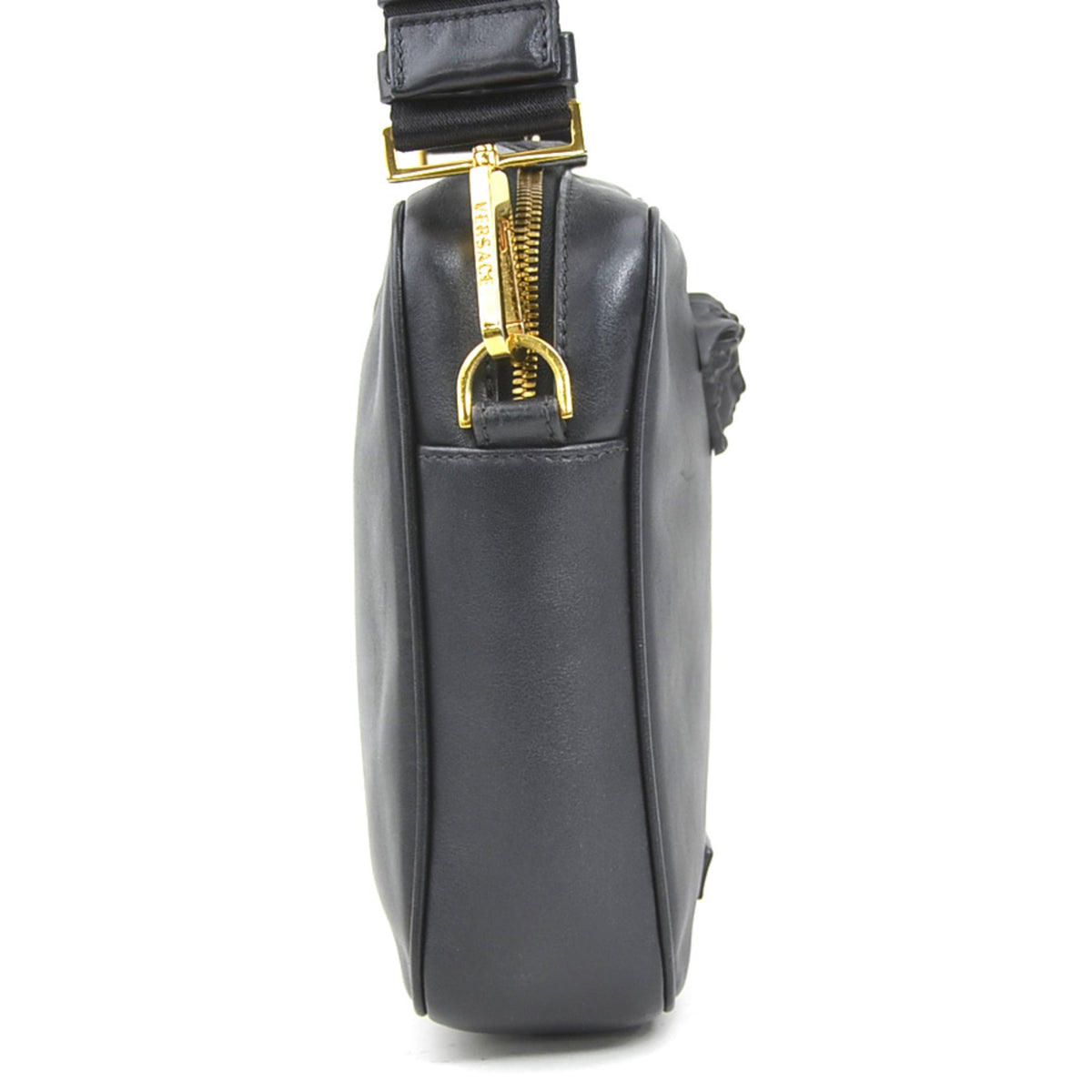 Versace Black Leather Shoulder Bag (Pre-Owned)