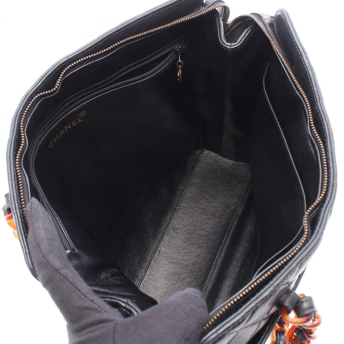 Chanel Black Leather Handbag Tote Bag (Pre-Owned)