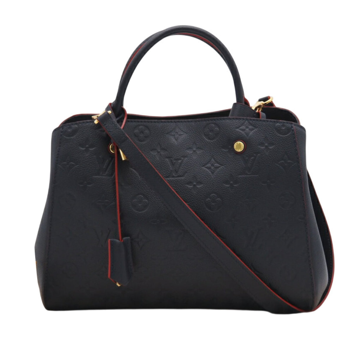 Louis Vuitton Navy Red Color Leather Shoulder Bag (Pre-Owned)