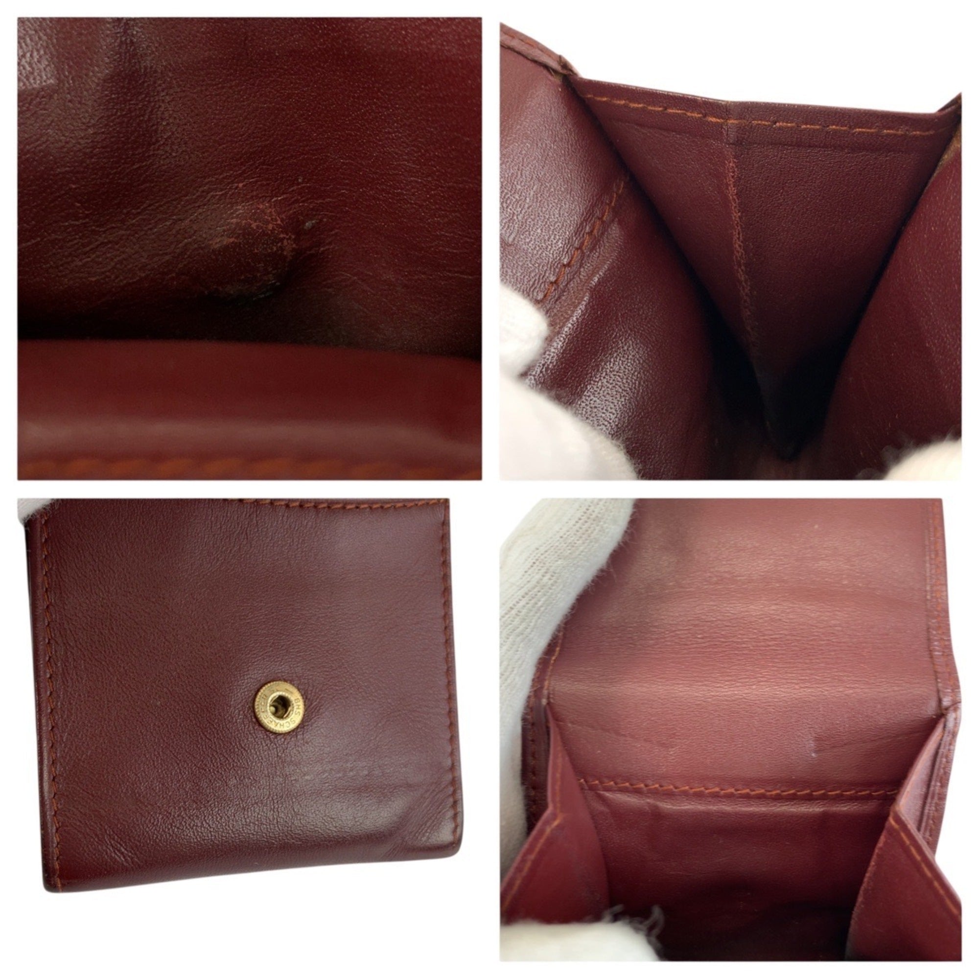 Cartier Bordeaux Leather Coin Purse/Coin Case (Pre-Owned)