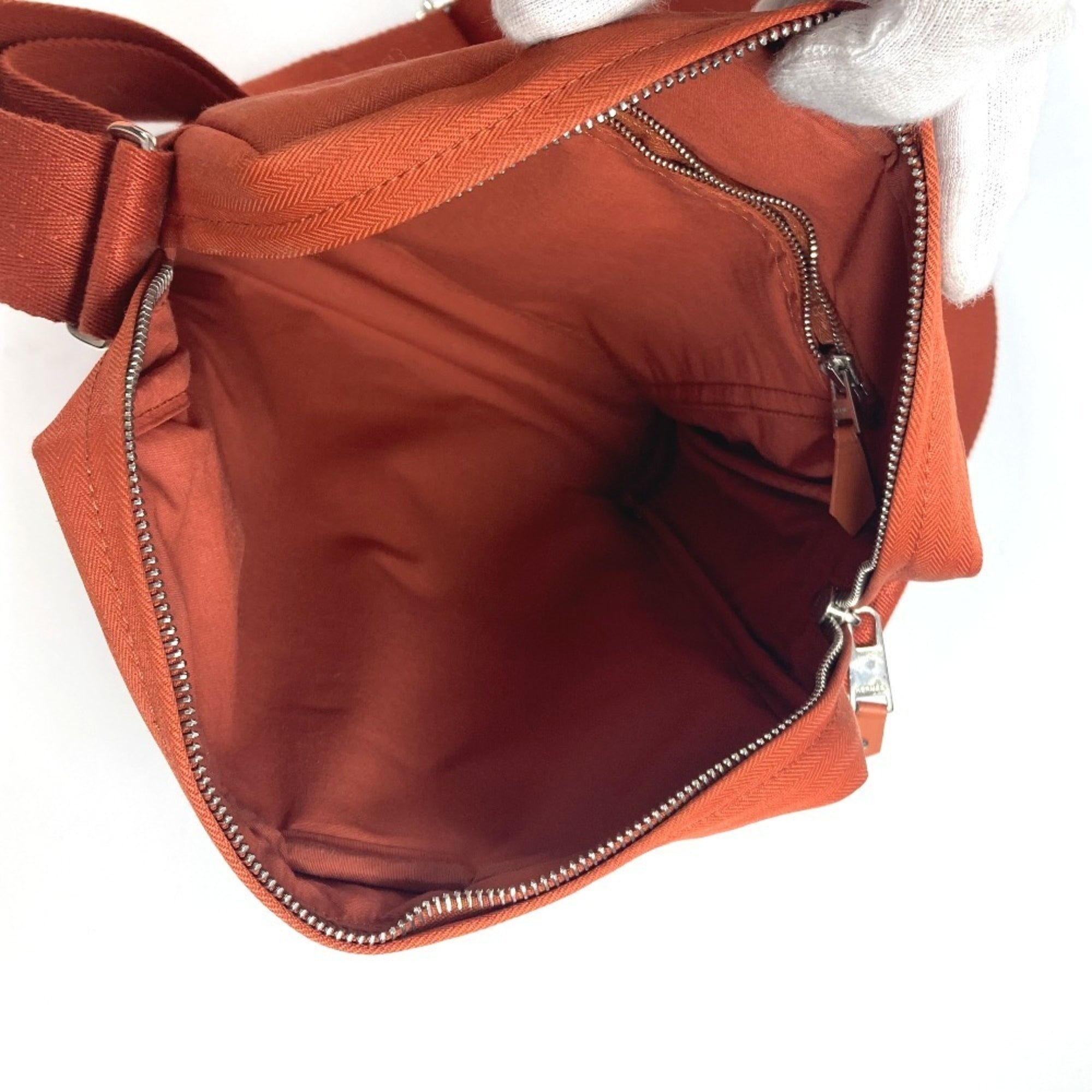 Hermes Acapulco Orange Nylon Canvas Pochette Shoulder Bag (Pre-Owned)