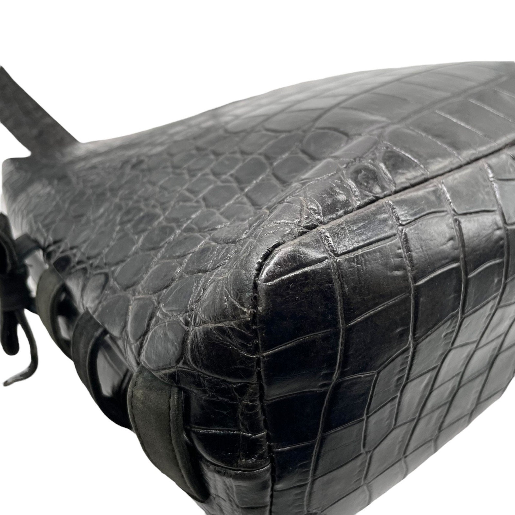 Versace Black Leather Handbag Tote Bag (Pre-Owned)
