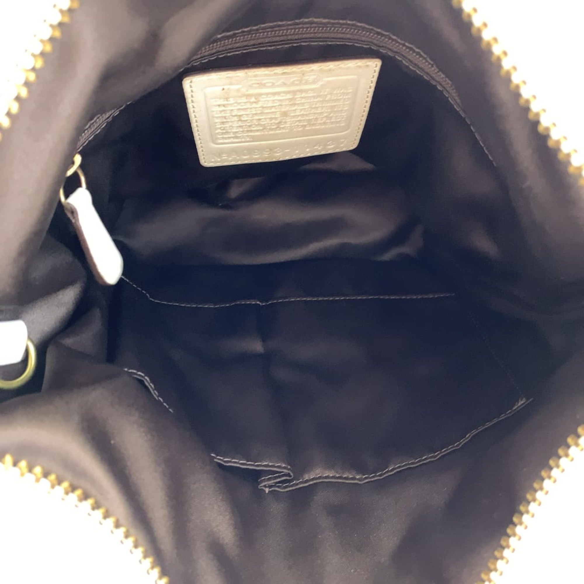 Coach Beige White Canvas Leather Shoulder Bag (Pre-Owned)