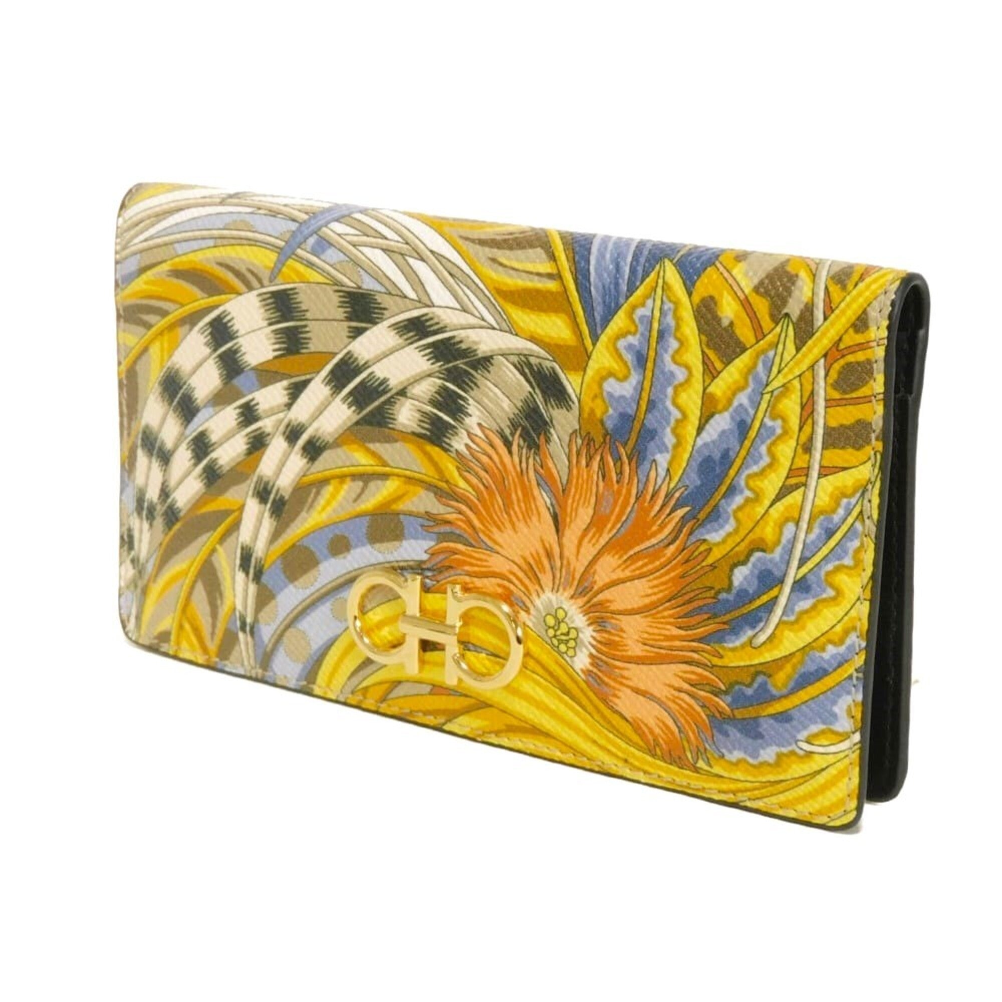Salvatore Ferragamo Multi-Color Yellow Leather Wallet (Bi-Fold) (Pre-Owned)