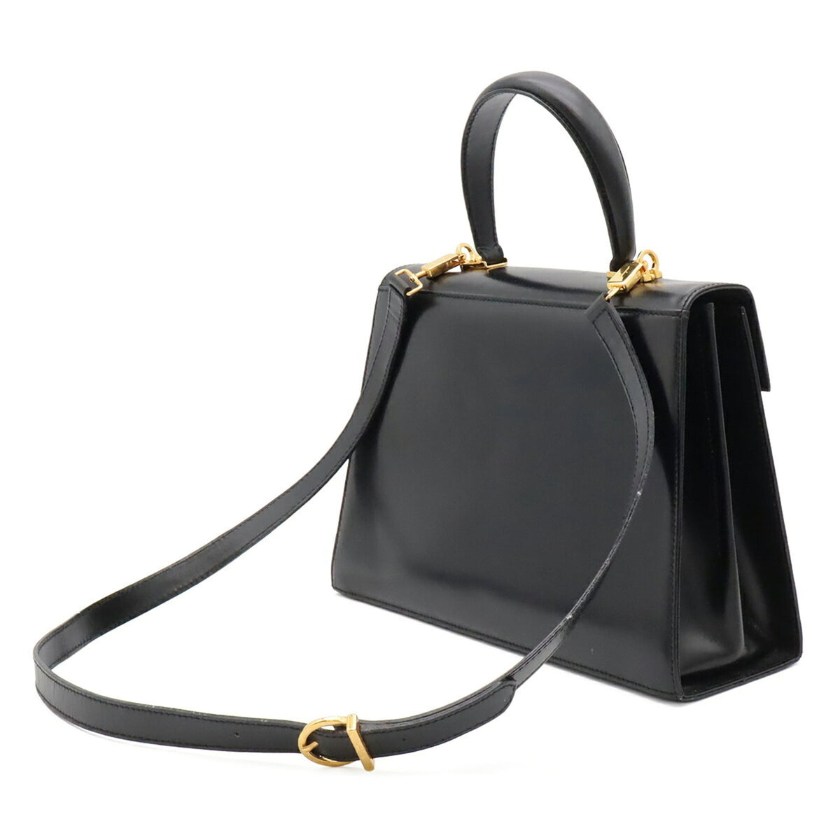 Salvatore Ferragamo Black Leather Handbag Shoulder Bag (Pre-Owned)