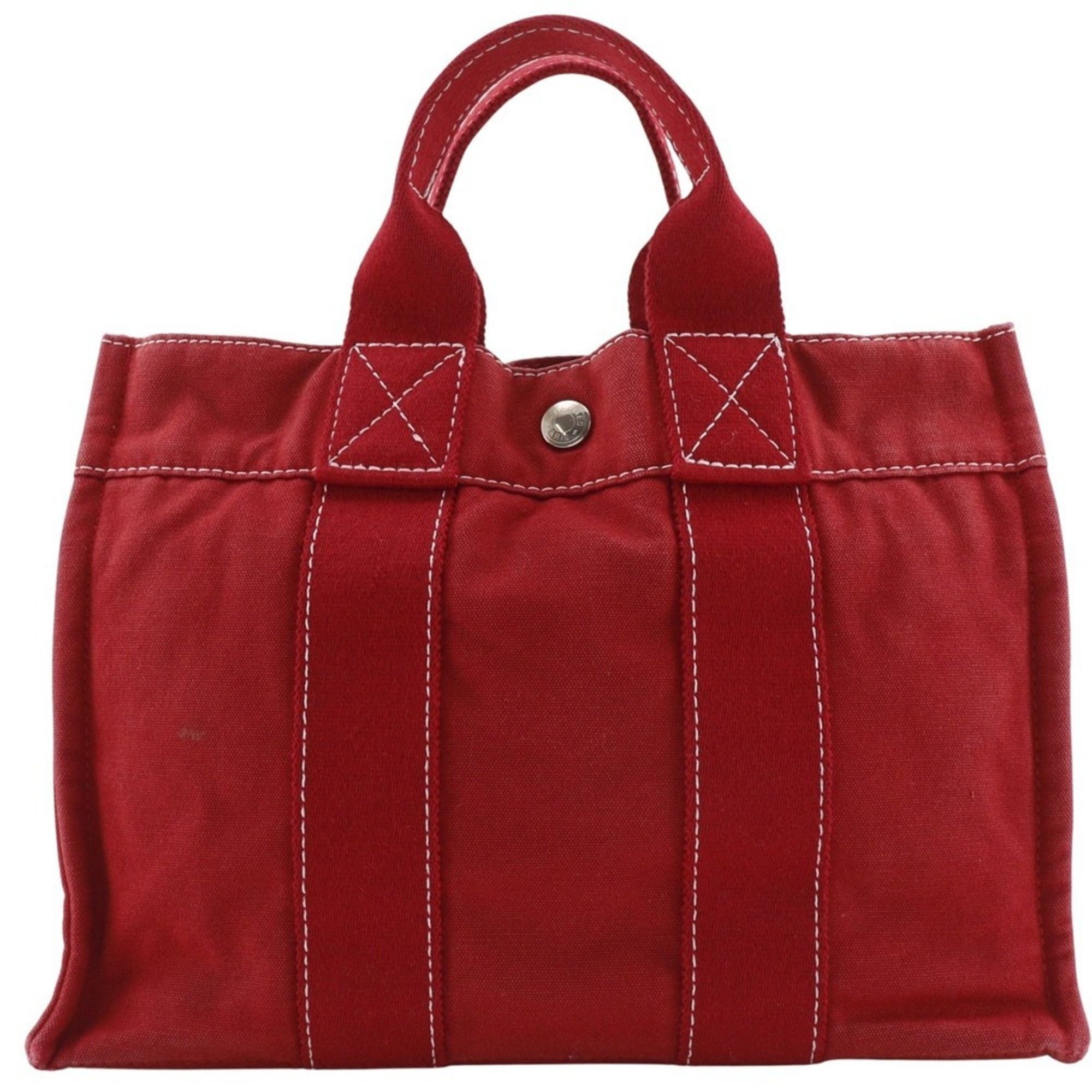 Hermes Red Color Canvas Handbag (Pre-Owned)