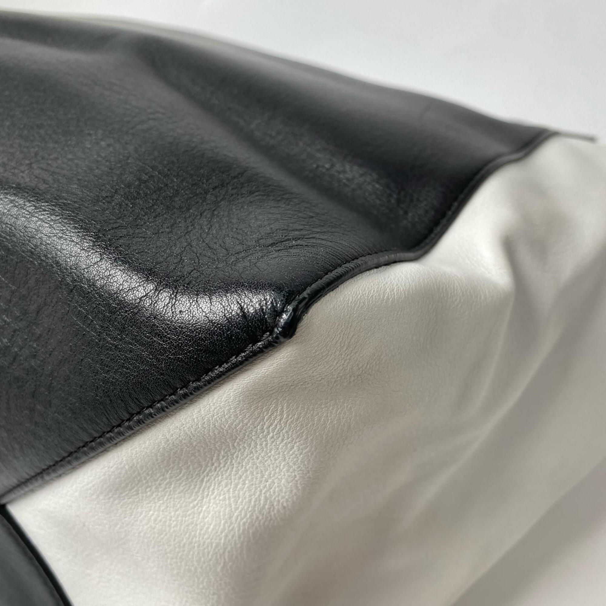Celine Black White Leather Pouch Tote Bag (Pre-Owned)