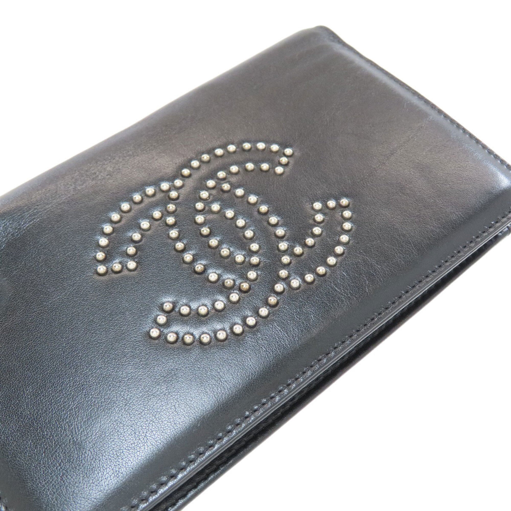 Chanel Black Leather Long Wallet (Bi-Fold) (Pre-Owned)