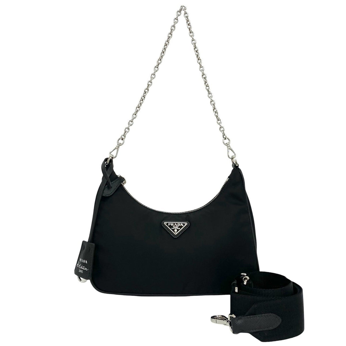 Prada Black Nylon Leather Shoulder Bag (Pre-Owned)