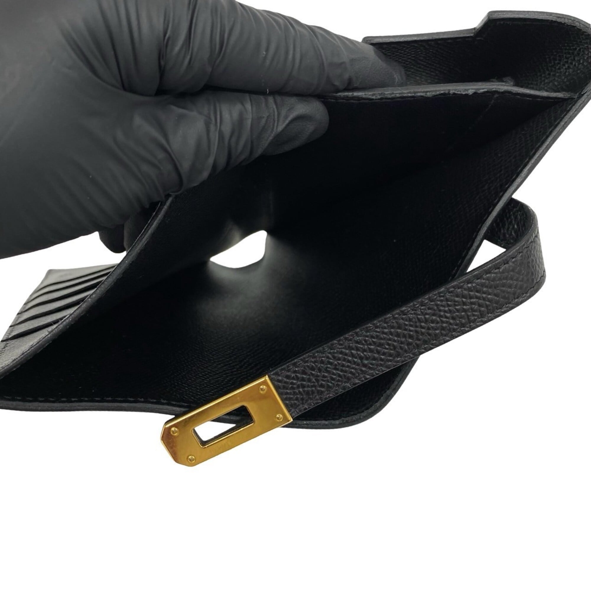 Hermes Black Epsom Leather Wallet (Tri-Fold) (Pre-Owned)