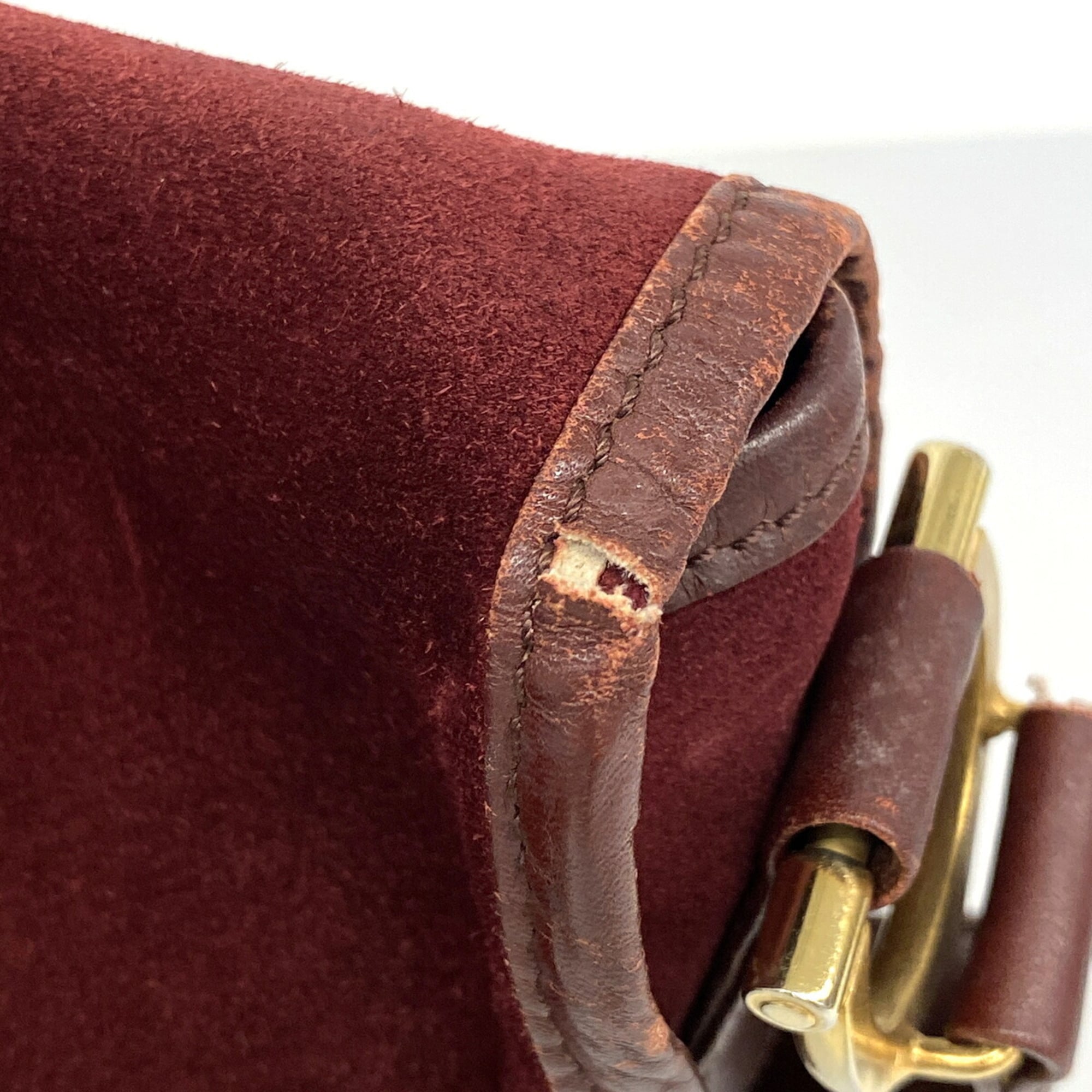 Cartier Bordeaux Suede Shoulder Bag (Pre-Owned)