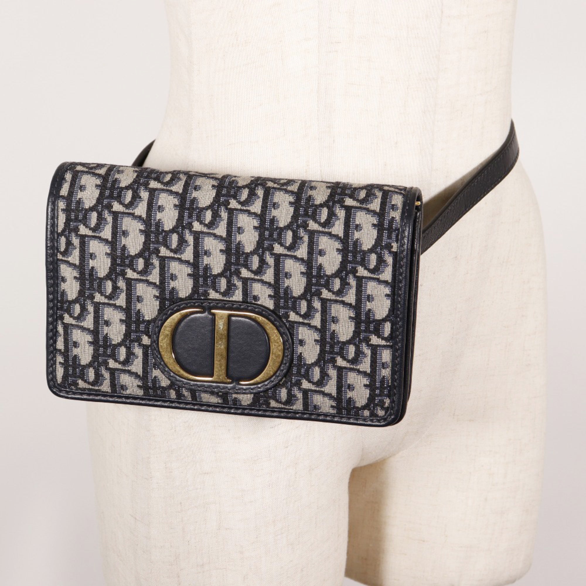 Christian Dior Navy Canvas Leather Shoulder Bag (Pre-Owned)