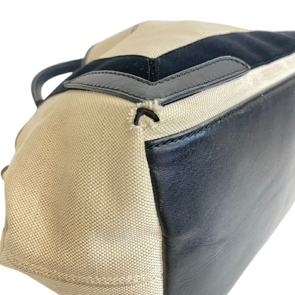 Balenciaga Black Ivory Canvas Leather Handbag (Pre-Owned)
