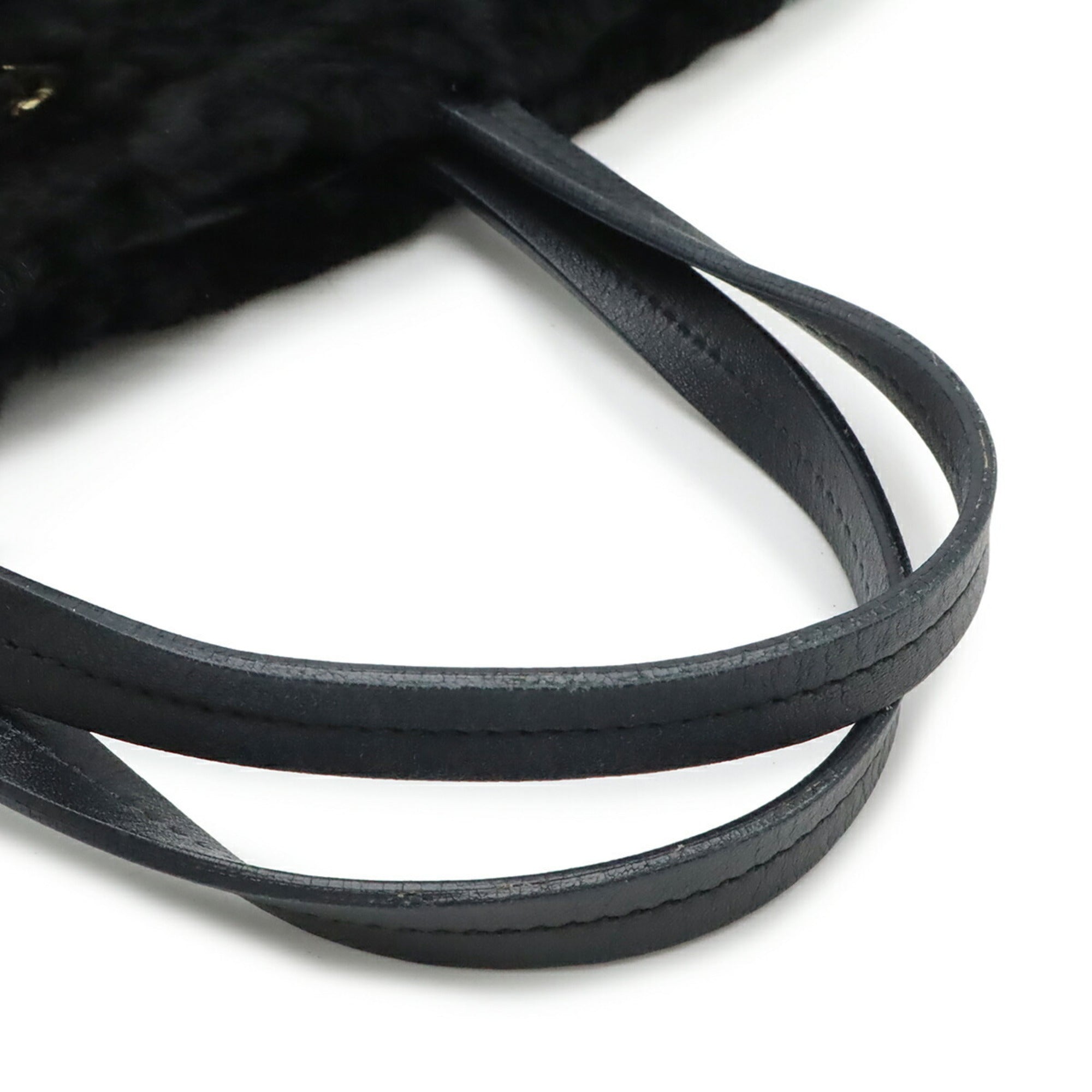 Salvatore Ferragamo Black Fur Leather Handbag Tote Bag (Pre-Owned)