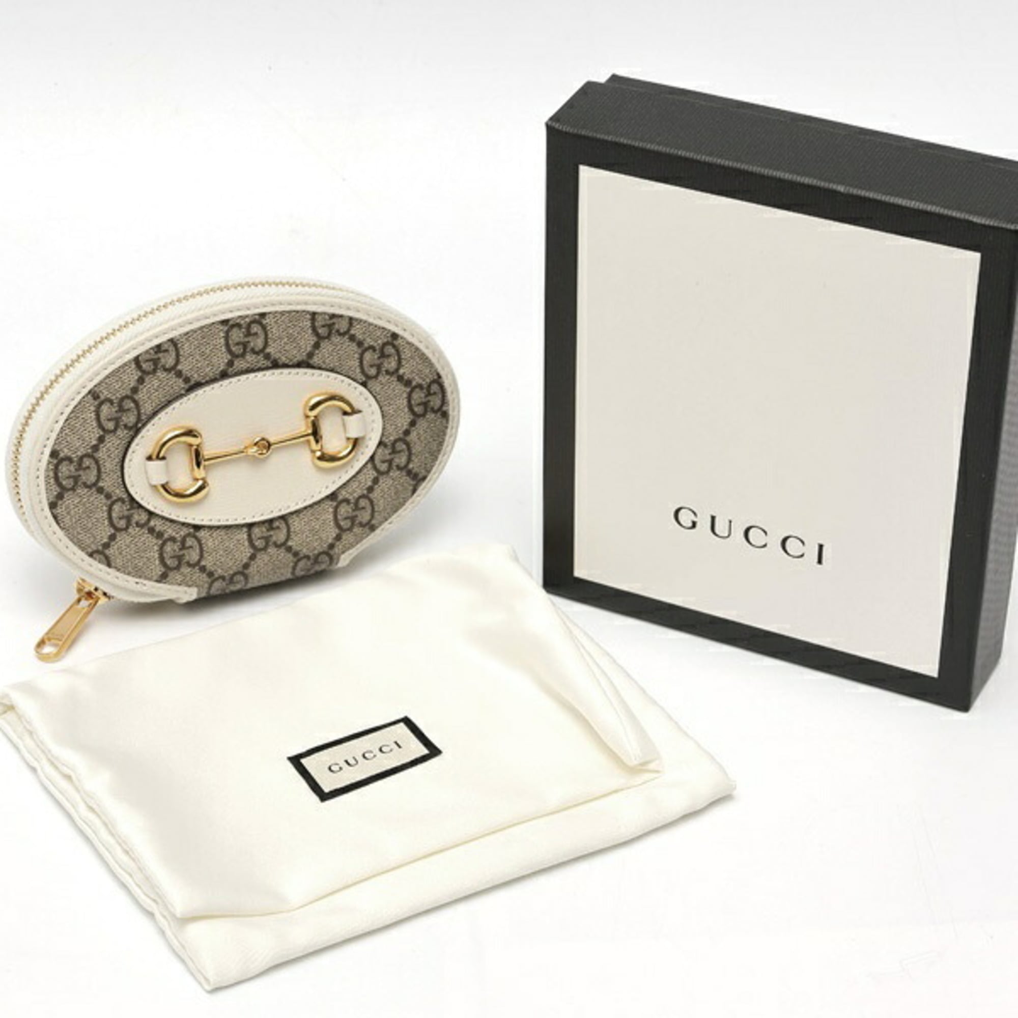Gucci Beige White Gg Supreme Leather Coin Purse/Coin Case (Pre-Owned)