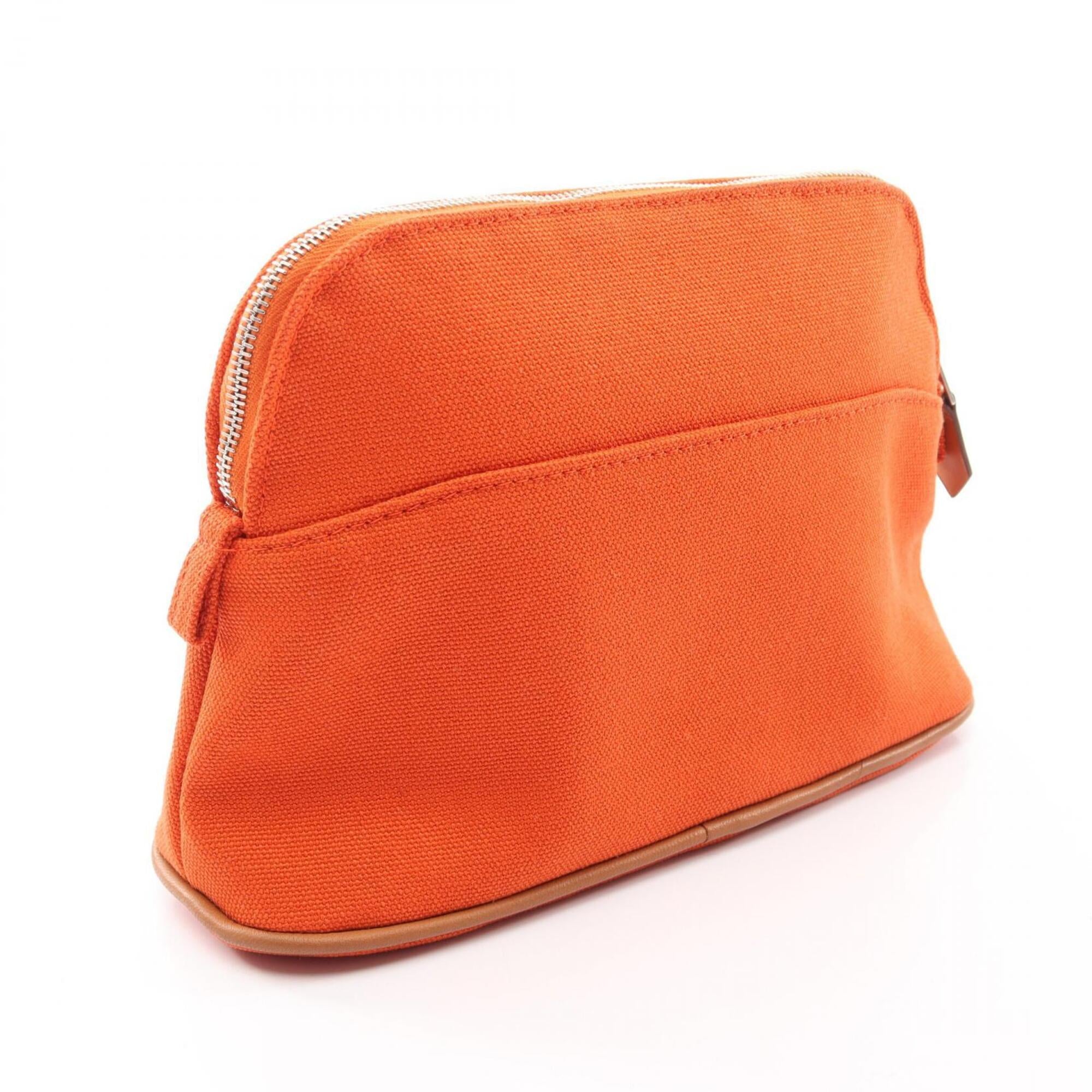 Hermes Orange Canvas Leather Pouch (Pre-Owned)