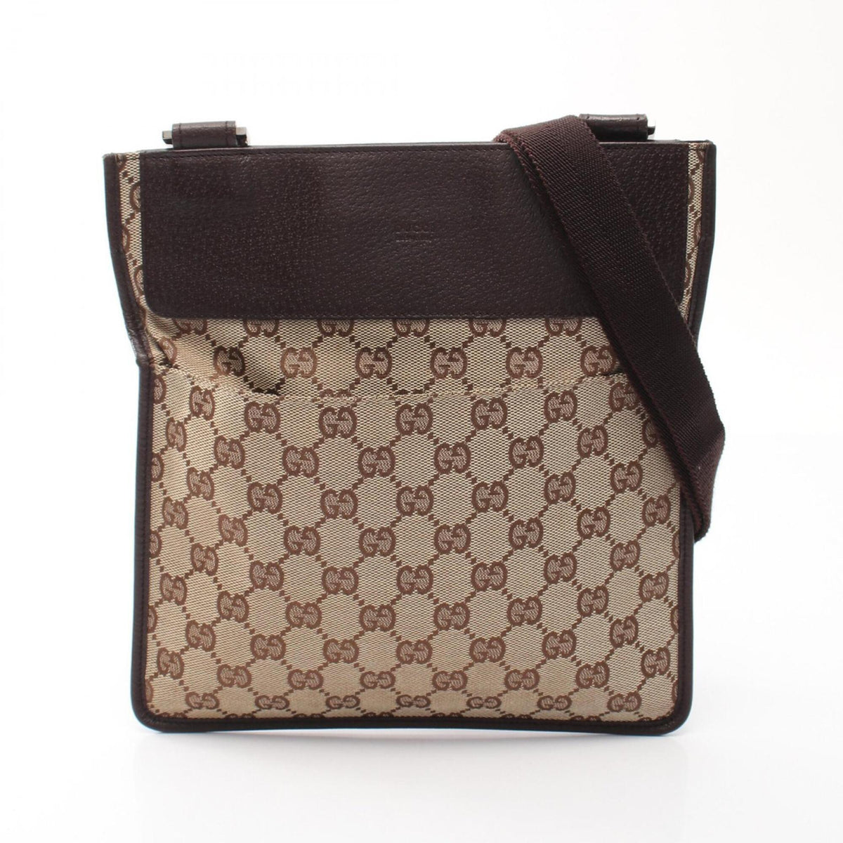Gucci Beige Brown Canvas Leather Handbag Shoulder Bag (Pre-Owned)