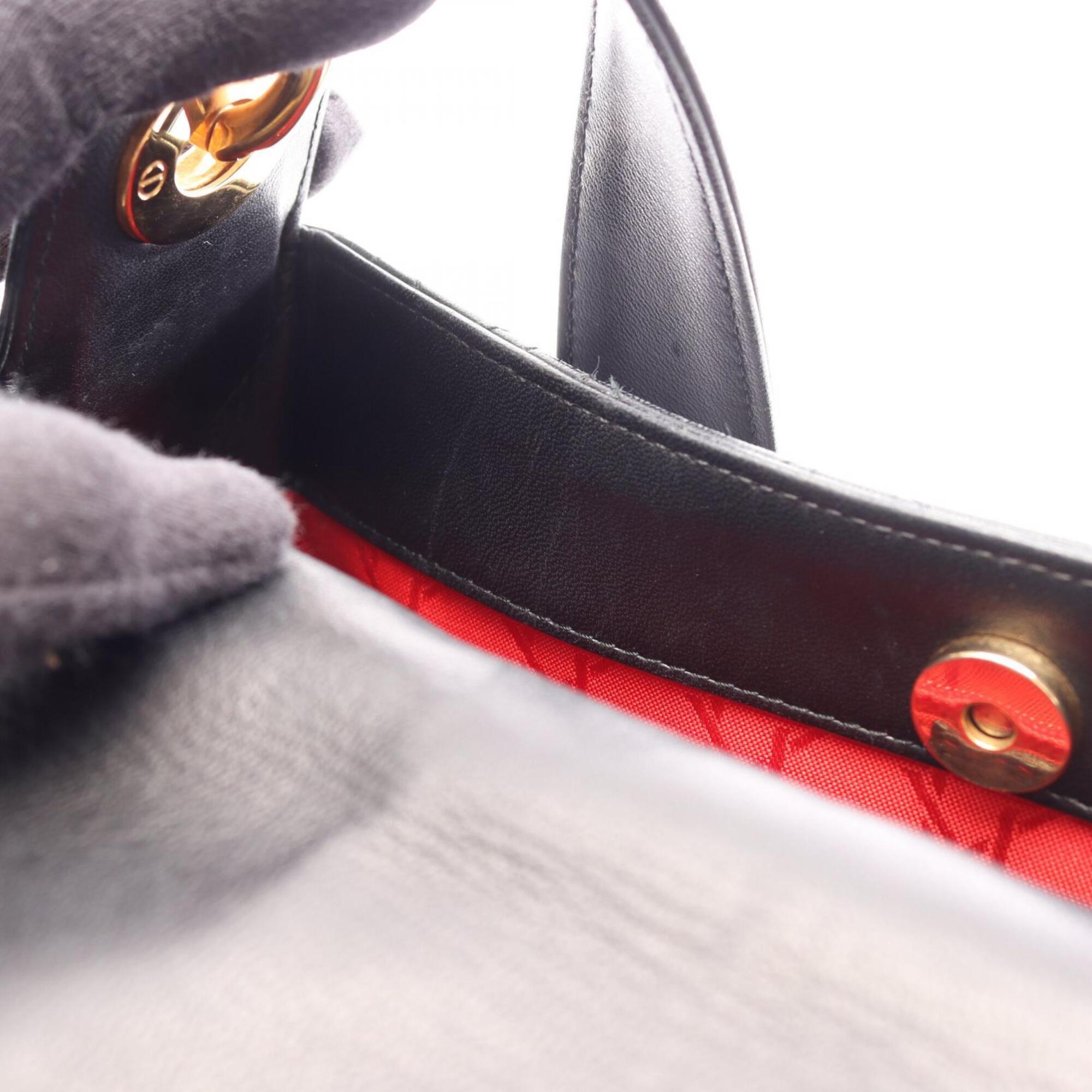 Christian Dior Black Leather Handbag Shoulder Bag (Pre-Owned)