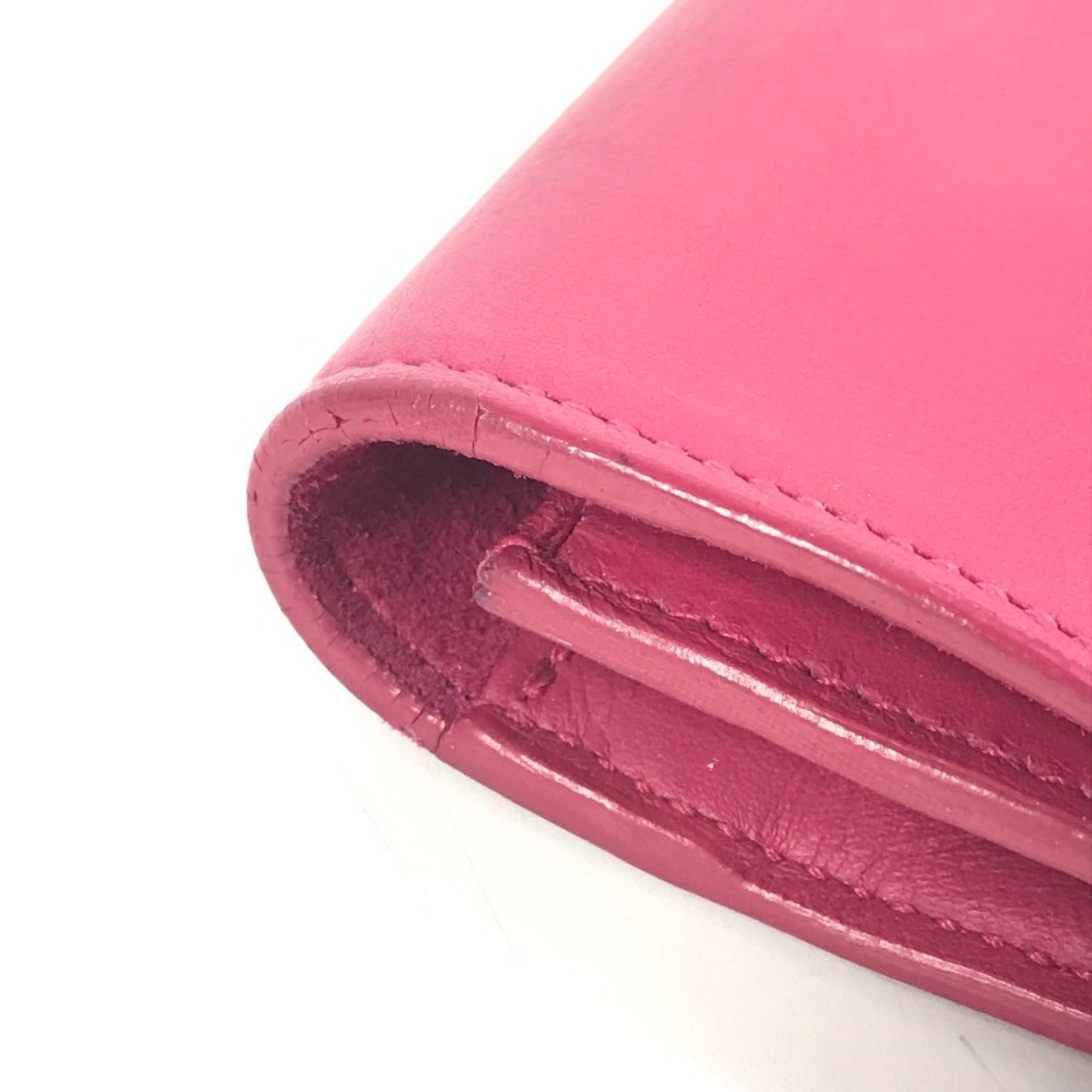 Yves Saint Laurent Pink Leather Clutch Bag Handbag (Pre-Owned)