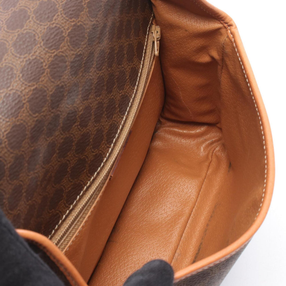 Celine Brown Coated Canvas Leather Handbag Shoulder Bag (Pre-Owned)