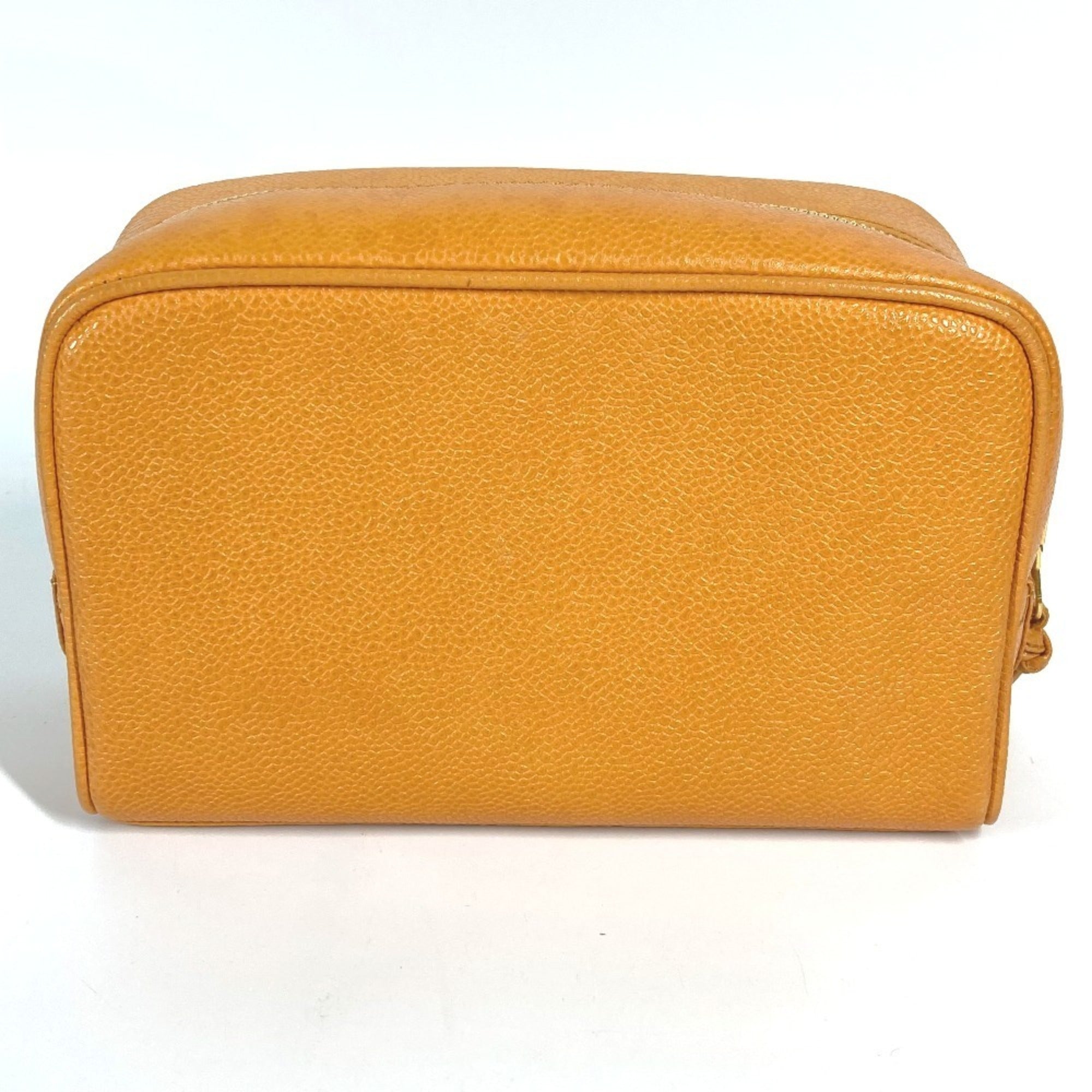 Chanel Orange Yellow Grained Calfskin Pouch (Pre-Owned)