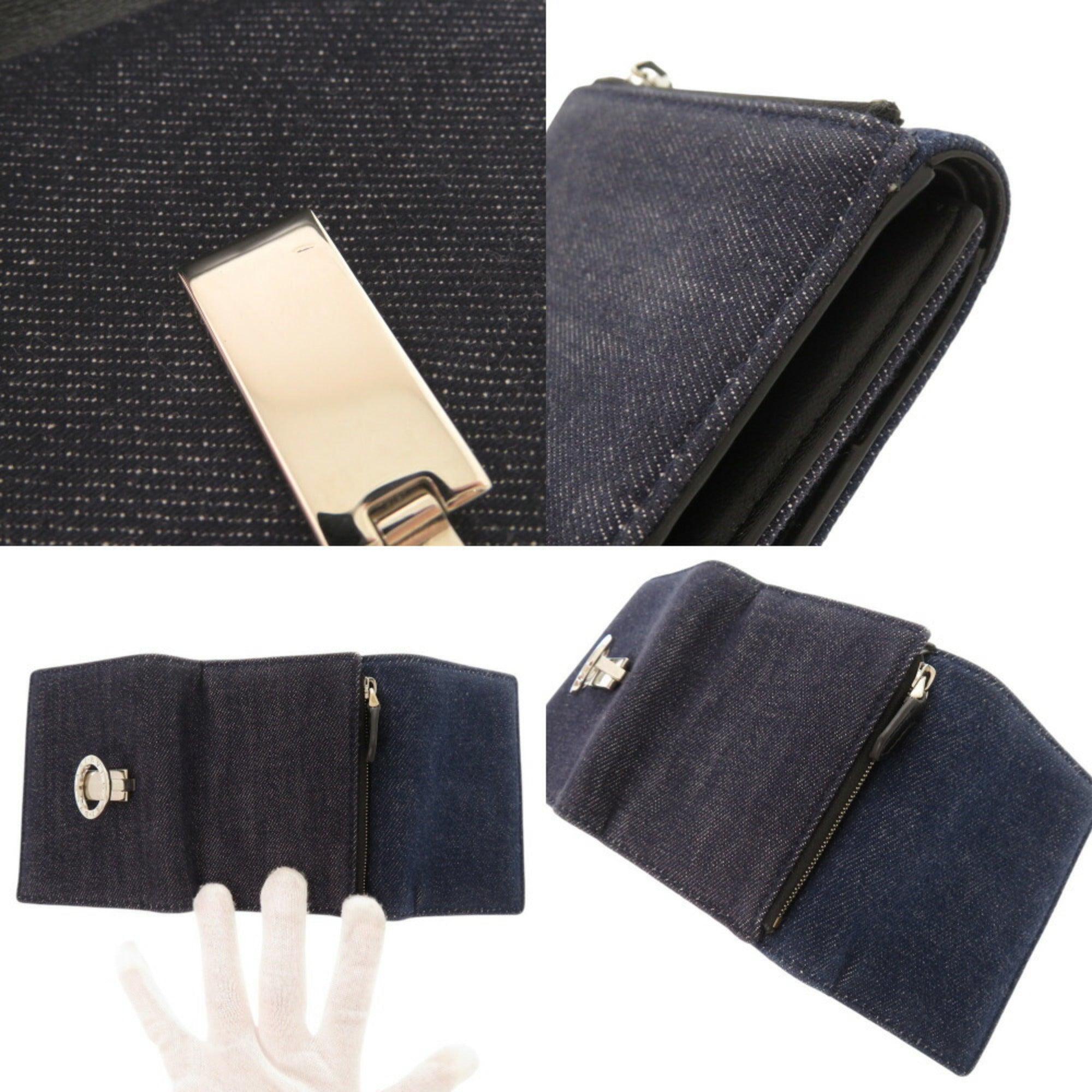 Bvlgari Blue Denim Wallet (Tri-Fold) (Pre-Owned)