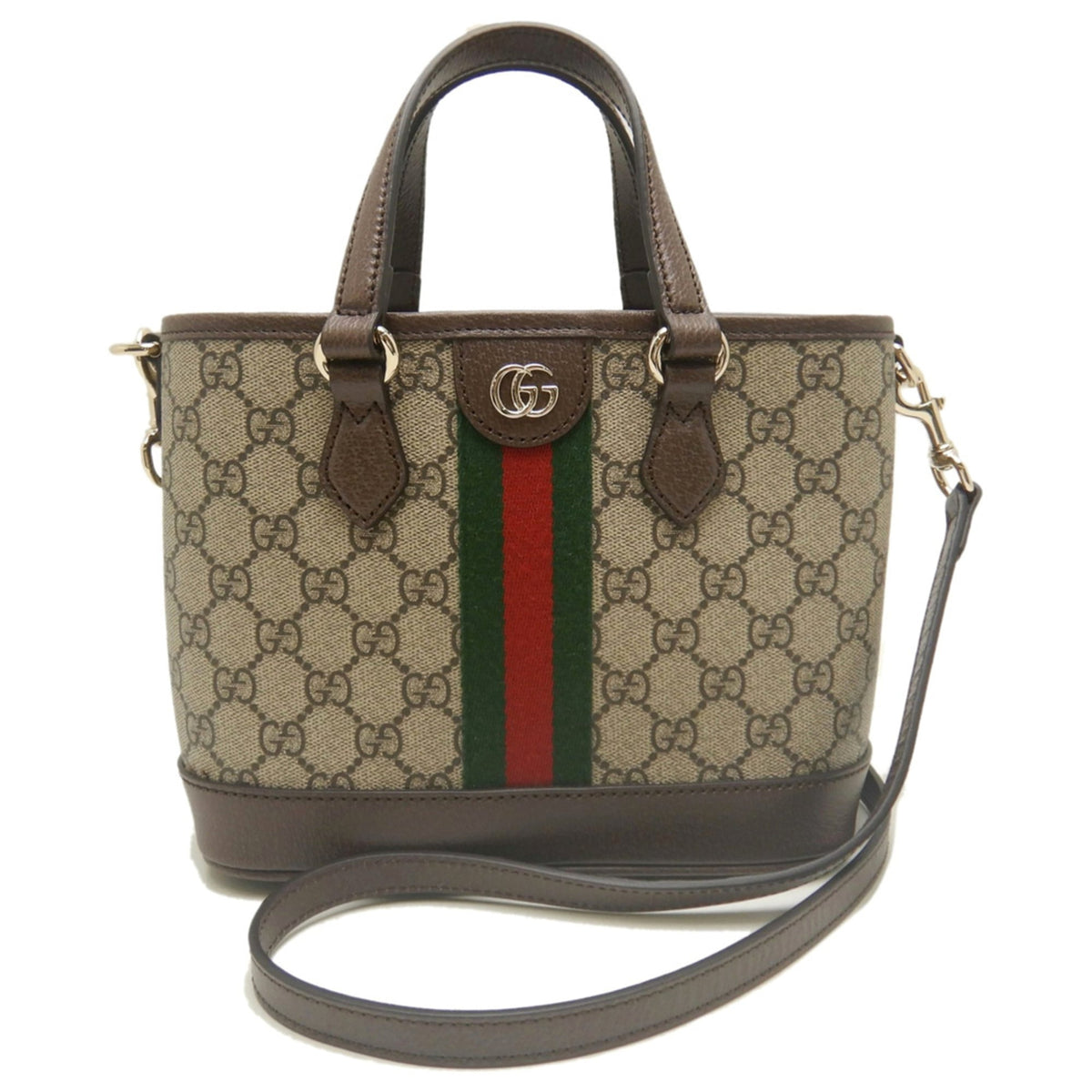 Gucci Beige Gg Supreme Canvas Leather Tote Bag (Pre-Owned)