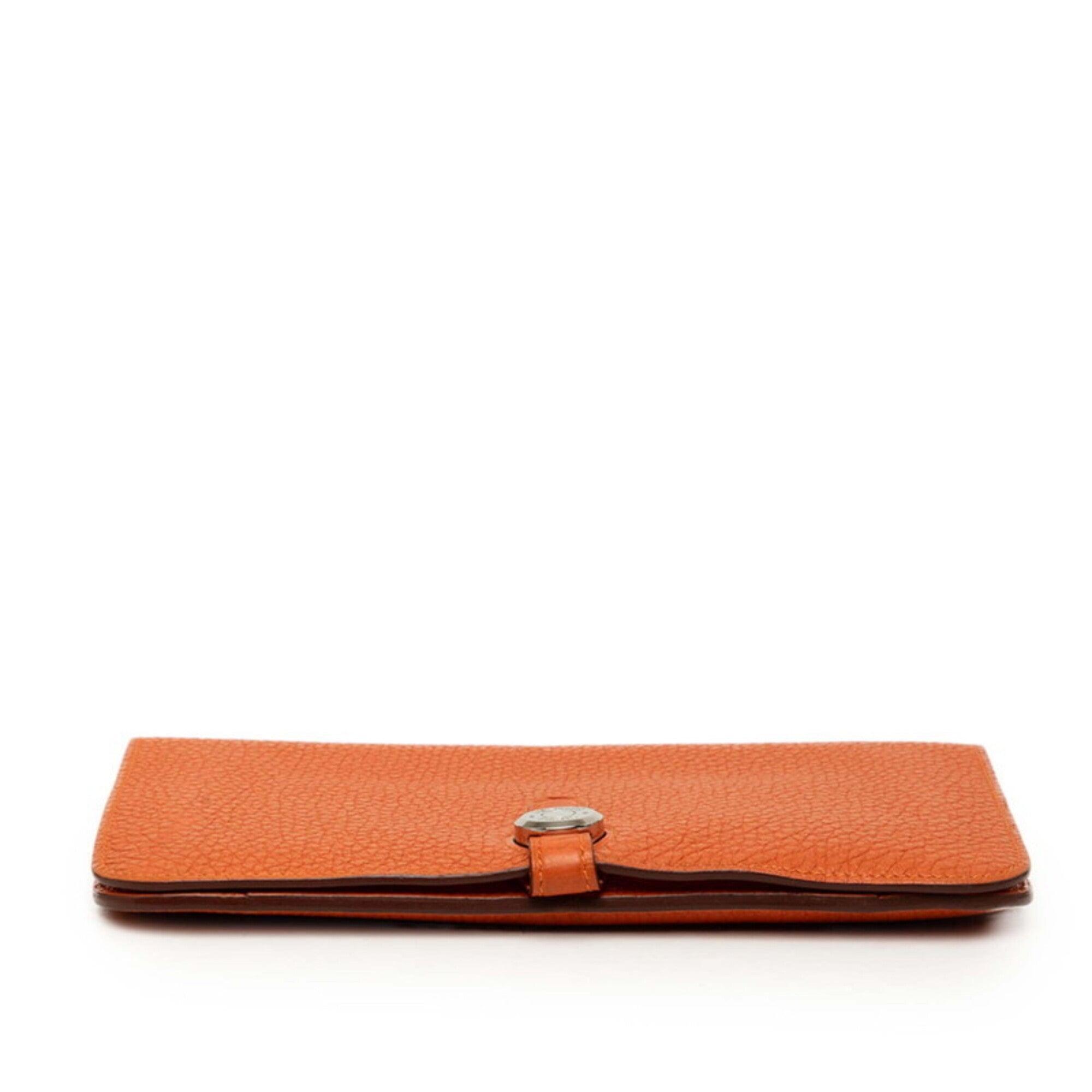 Hermes Dogon Duo Orange Taurillon Clemence Leather Long Wallet (Bi-Fold) (Pre-Owned)