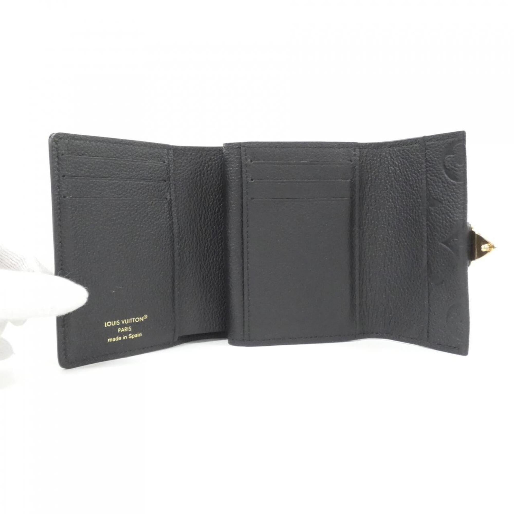 Louis Vuitton Black Leather Wallet (Tri-Fold) (Pre-Owned)