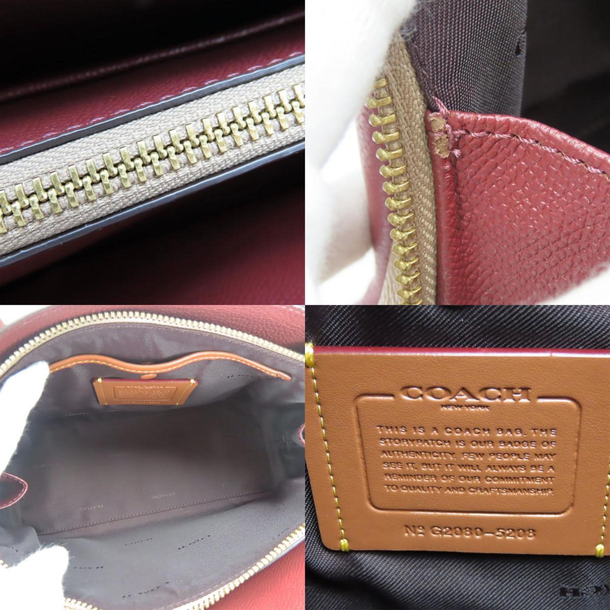 Coach Beige Multi-Color Pink Wine Leather Handbag (Pre-Owned)