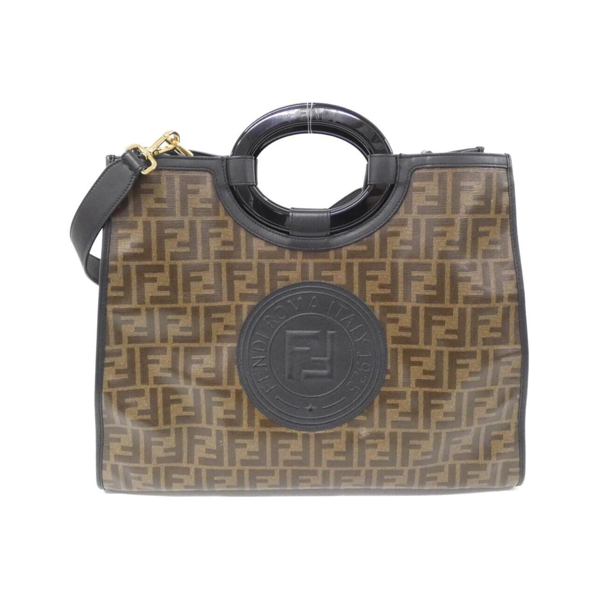 Fendi Brown Coated Canvas Leather Handbag (Pre-Owned)