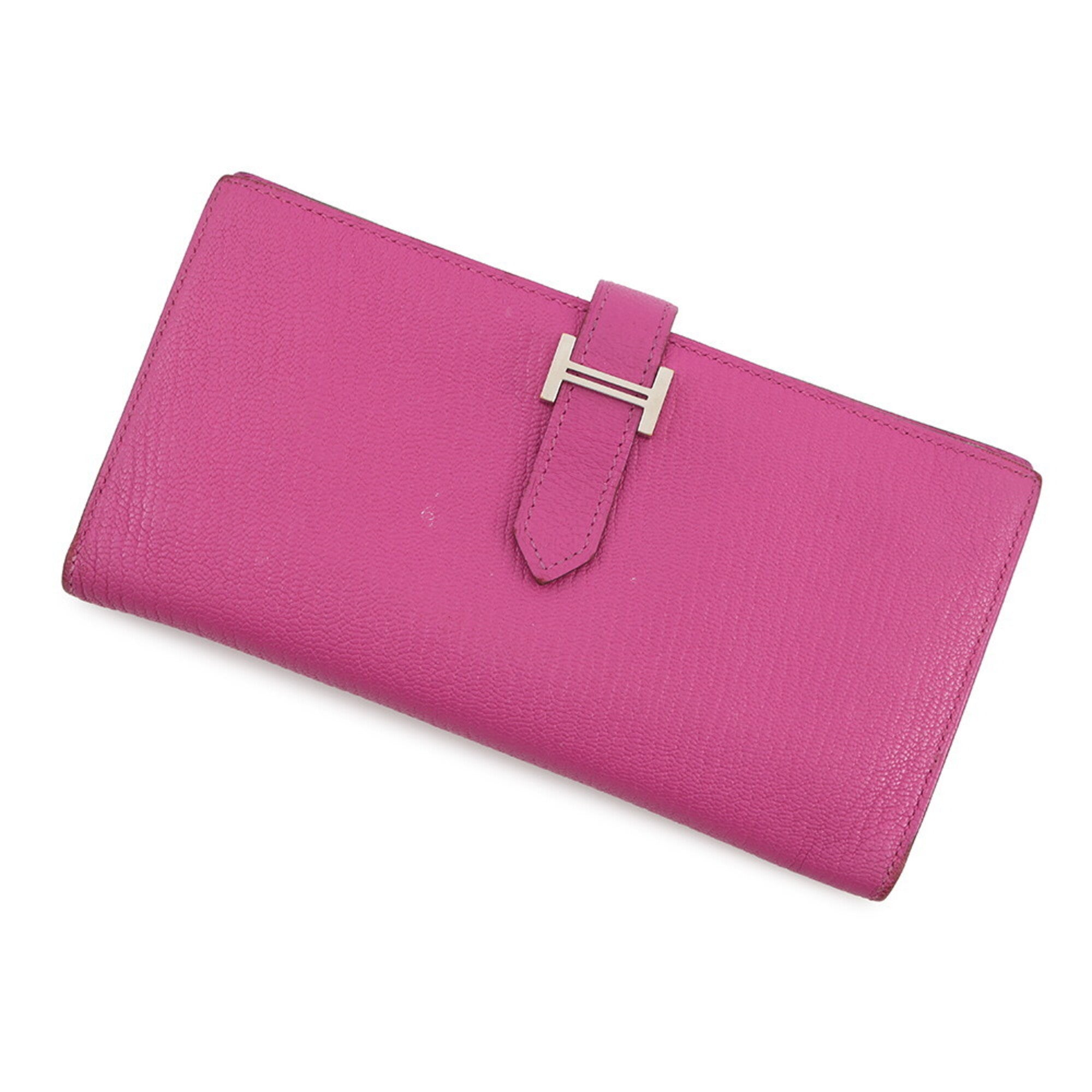 Hermes Pink Chevre Myzore Leather Long Wallet (Bi-Fold) (Pre-Owned)