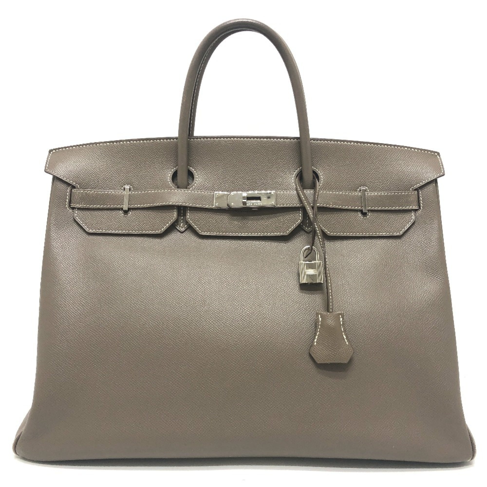 Hermes Brown Etoupe Gray Epsom Leather Handbag Tote Bag (Pre-Owned)